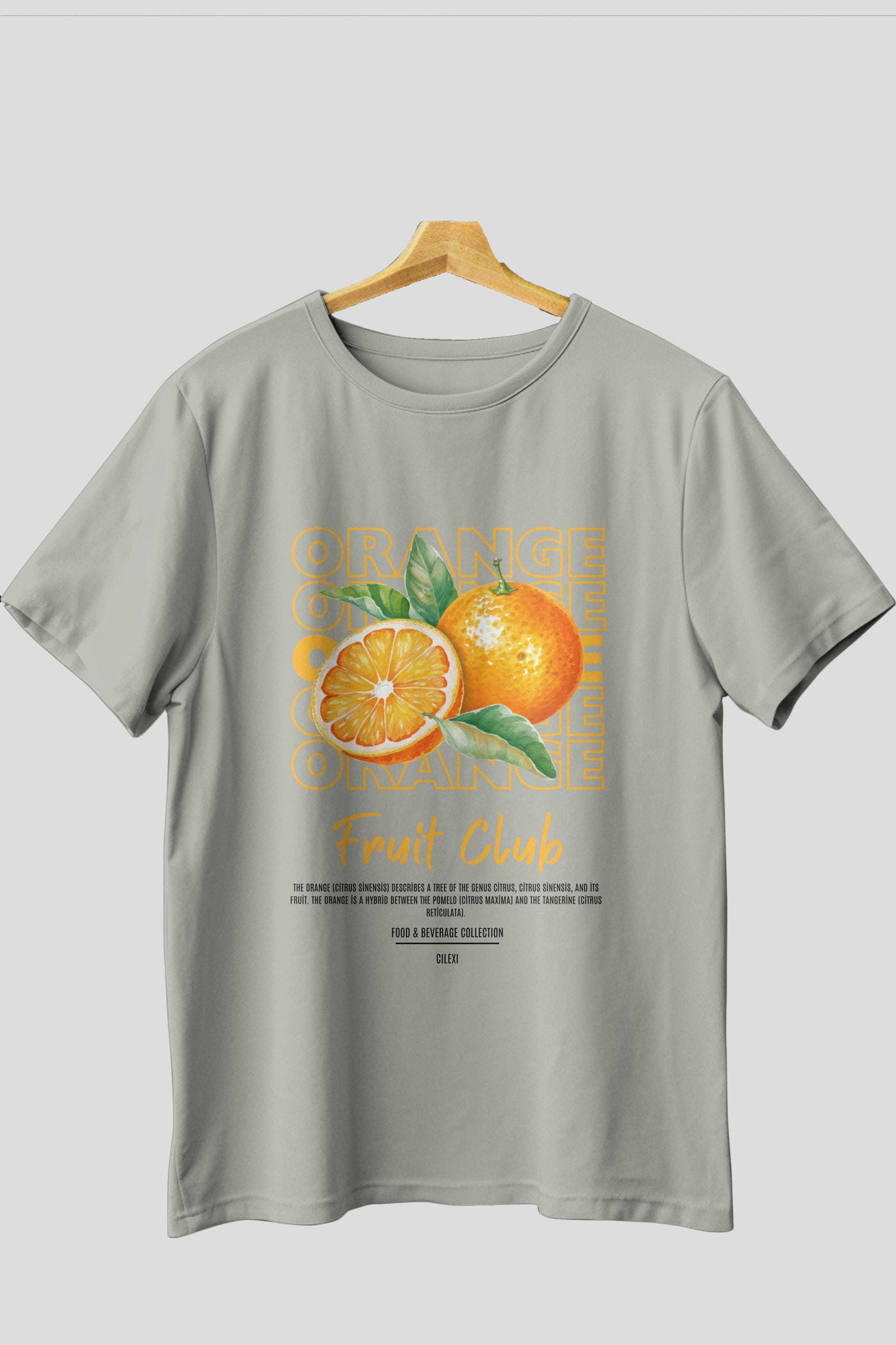 Orange Ön Baskılı Oversize t-shirt Erkek Kadın Pamuk Bisiklet Yaka tişort