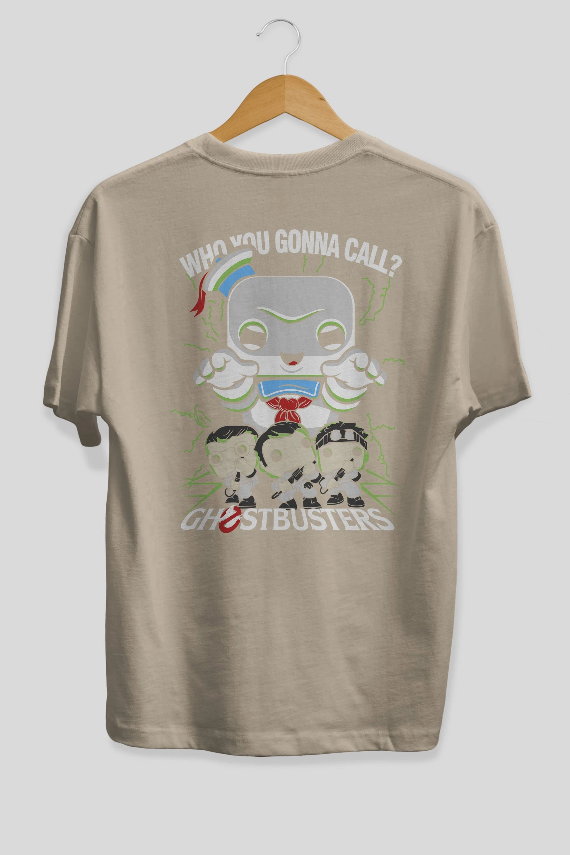 Ghostbusters Arka Baskılı Oversize t-shirt Erkek Kadın Unisex %100 Pamuk Bisiklet Yaka tişort