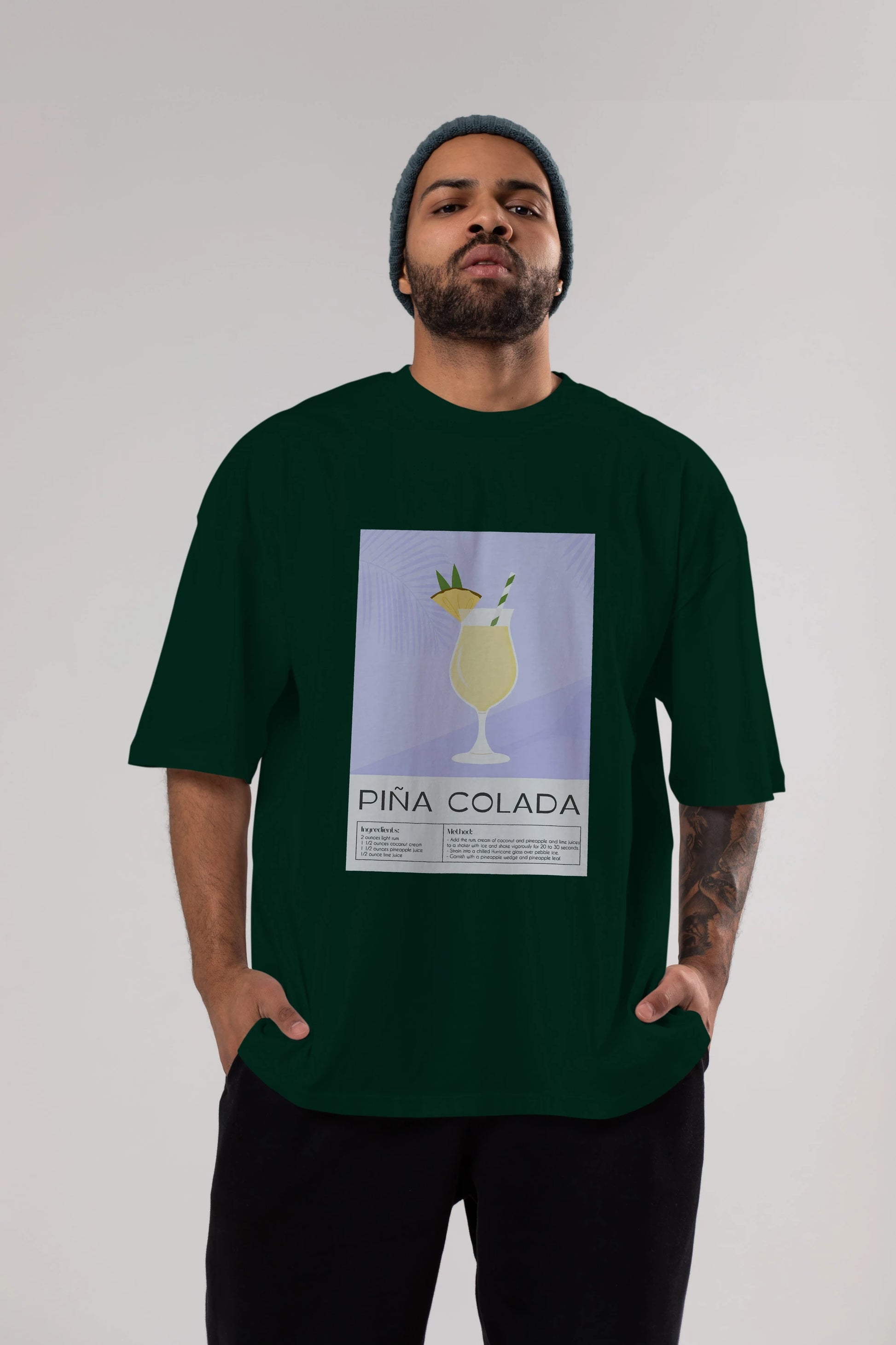 PIna Colada 6 Ön Baskılı Oversize t-shirt Erkek Kadın Unisex %100 Pamuk Bisiklet Yaka tişort