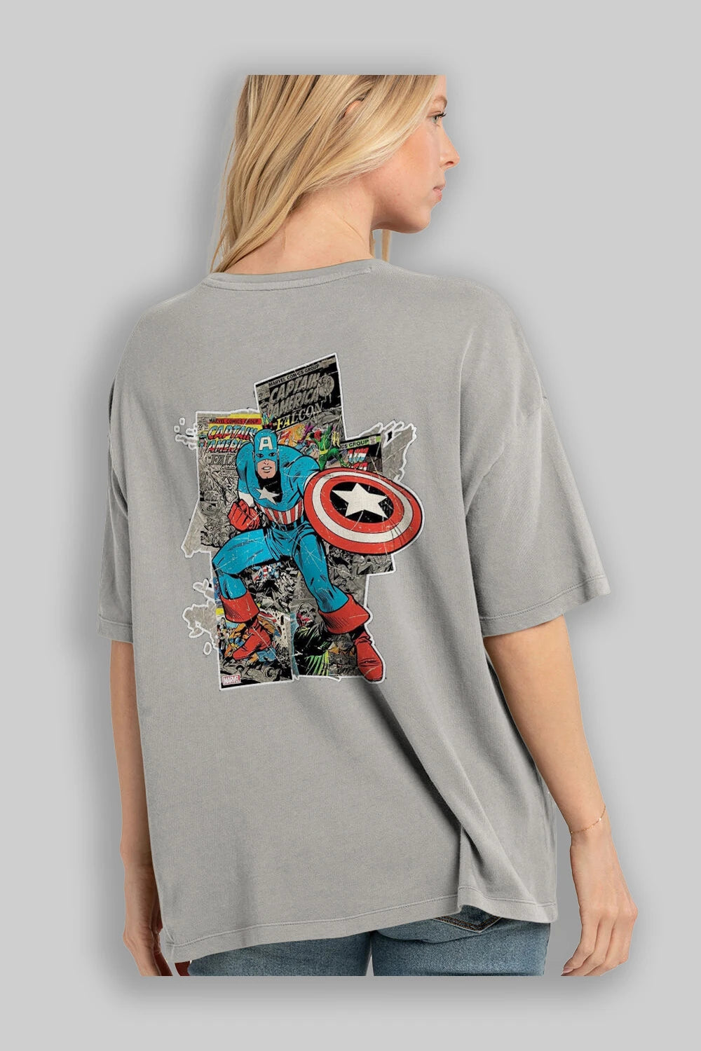 Captain America (2) Arka Baskılı Oversize t-shirt Erkek Kadın Unisex %100 Pamuk Bisiklet Yaka tişort