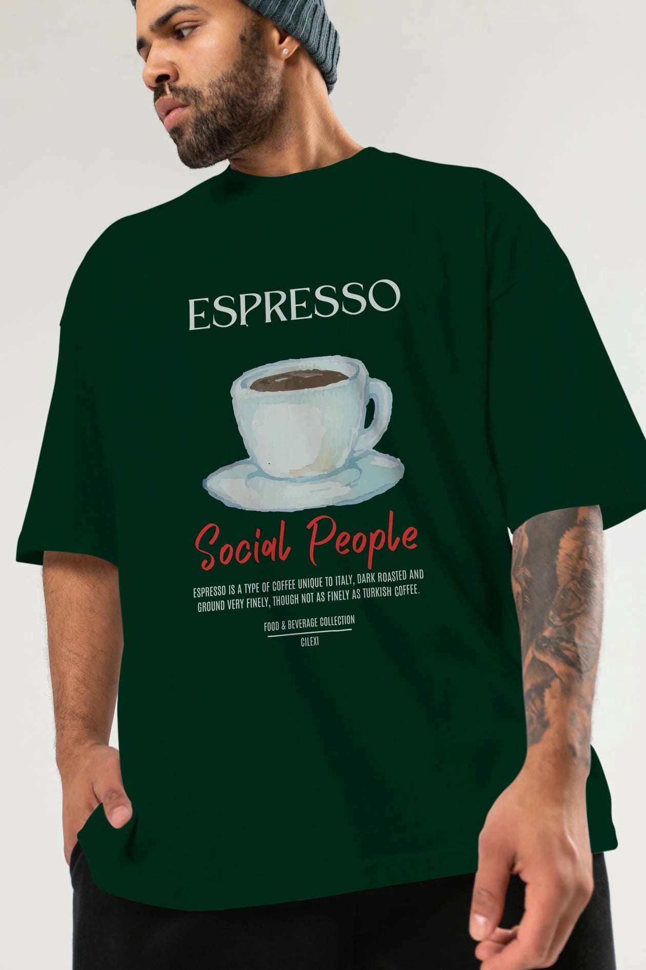 Espresso Kokteyl Serisi ön Baskılı Oversize t-shirt Erkek Kadın %100 Pamuk Bisiklet Yaka tişort