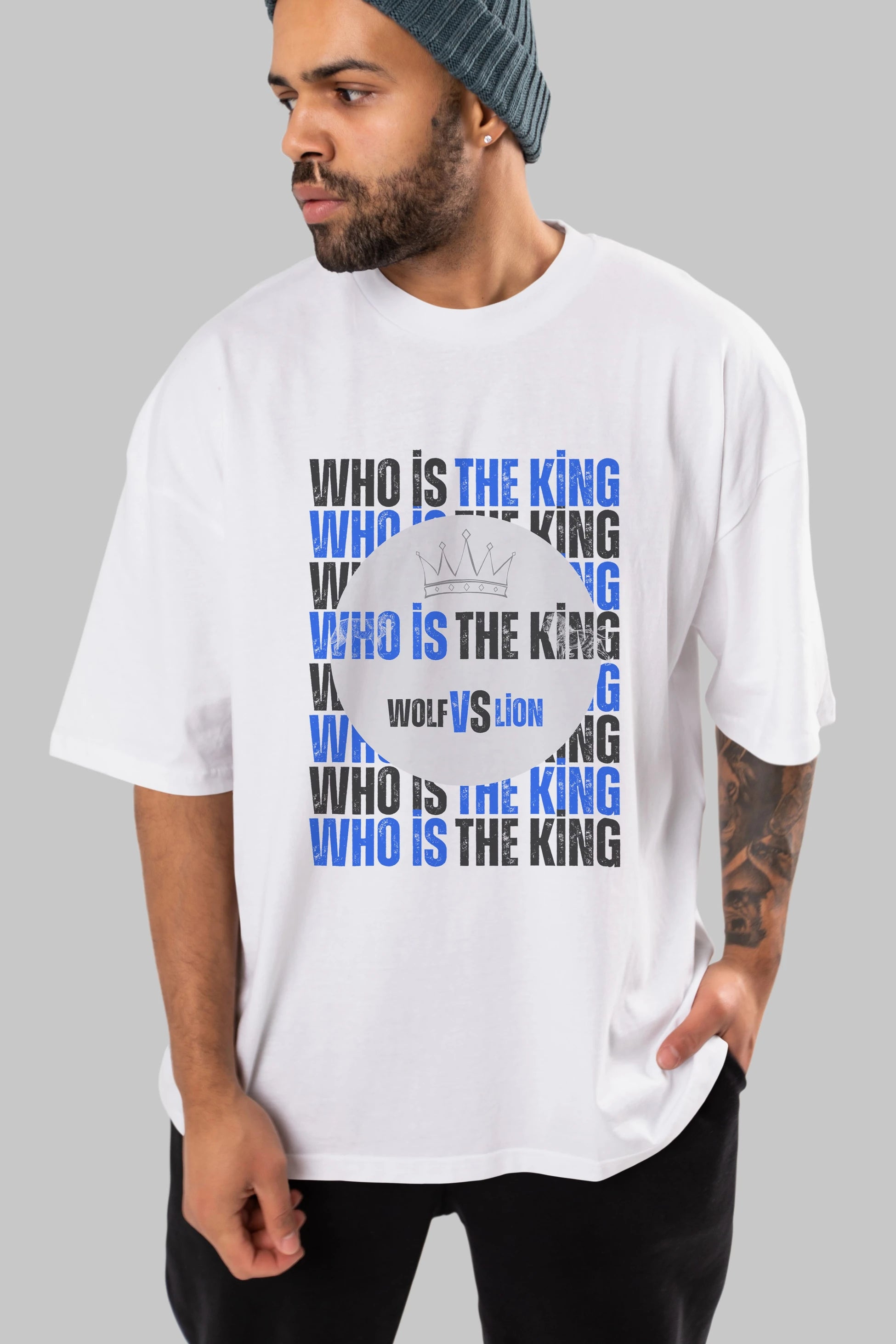 Who Is The King Yazılı Ön Baskılı Oversize t-shirt Erkek Kadın Unisex