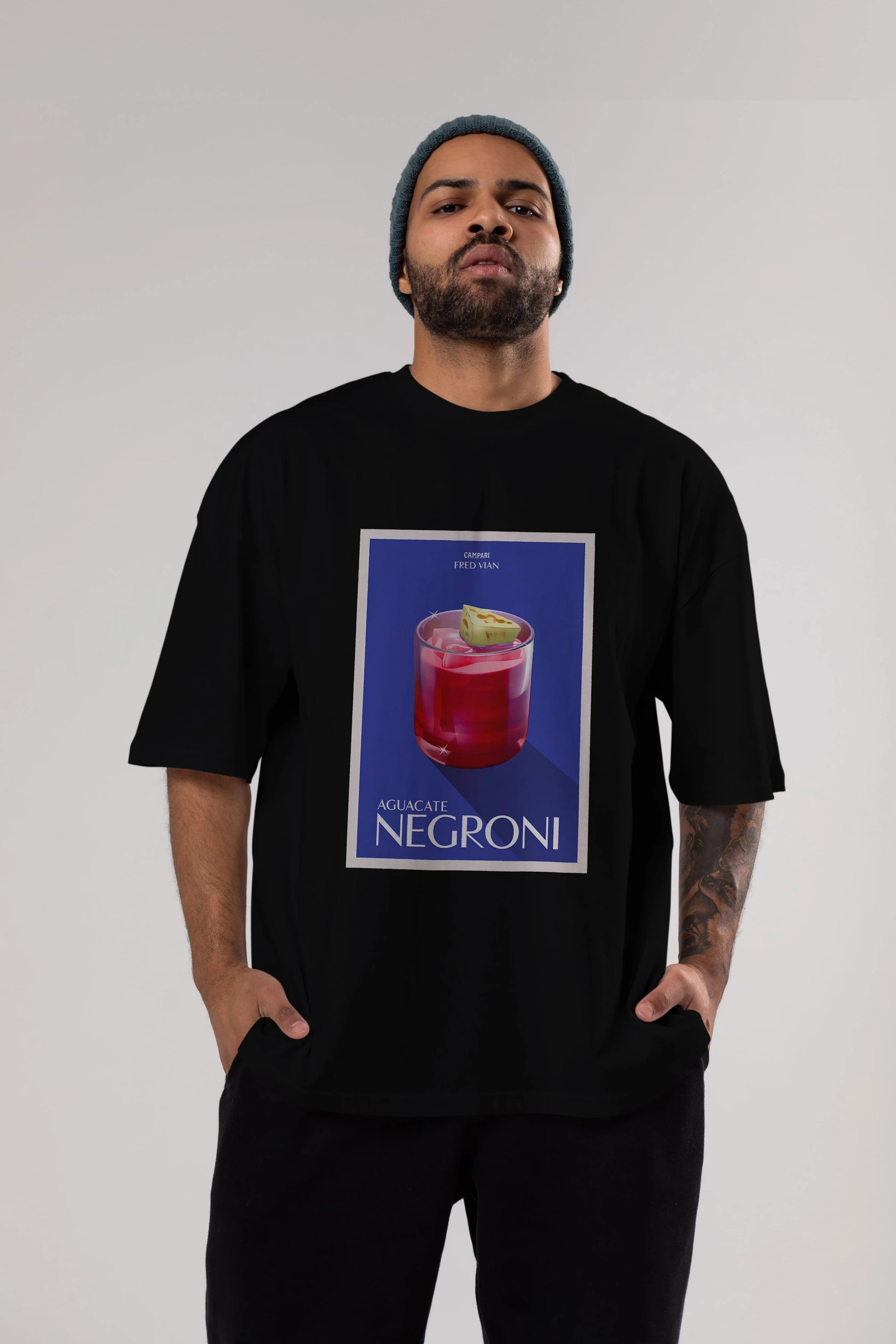 Aguacate Negroni Ön Baskılı Oversize t-shirt Erkek Kadın Unisex %100 Pamuk Bisiklet Yaka tişort