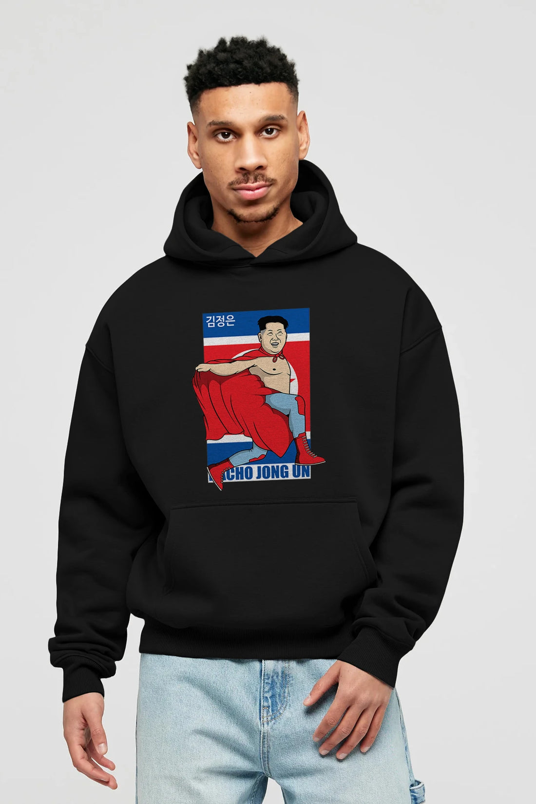 Nacho Libre Jong Un Ön Baskılı Hoodie Oversize Kapüşonlu Sweatshirt Erkek Kadın Unisex
