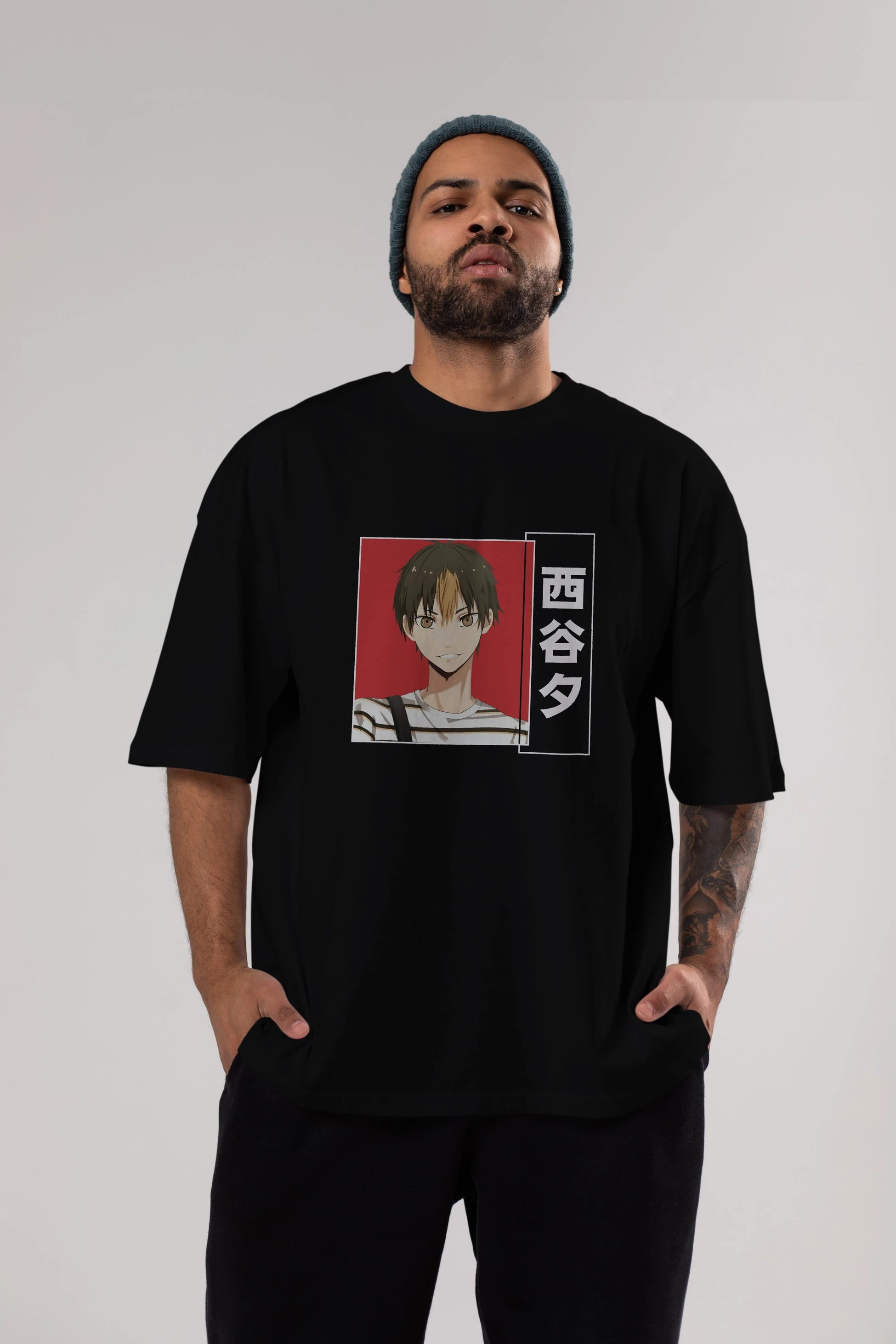 Yuu Nishinoya 1 Anime Ön Baskılı Oversize t-shirt %100 pamuk Erkek Kadın Unisex