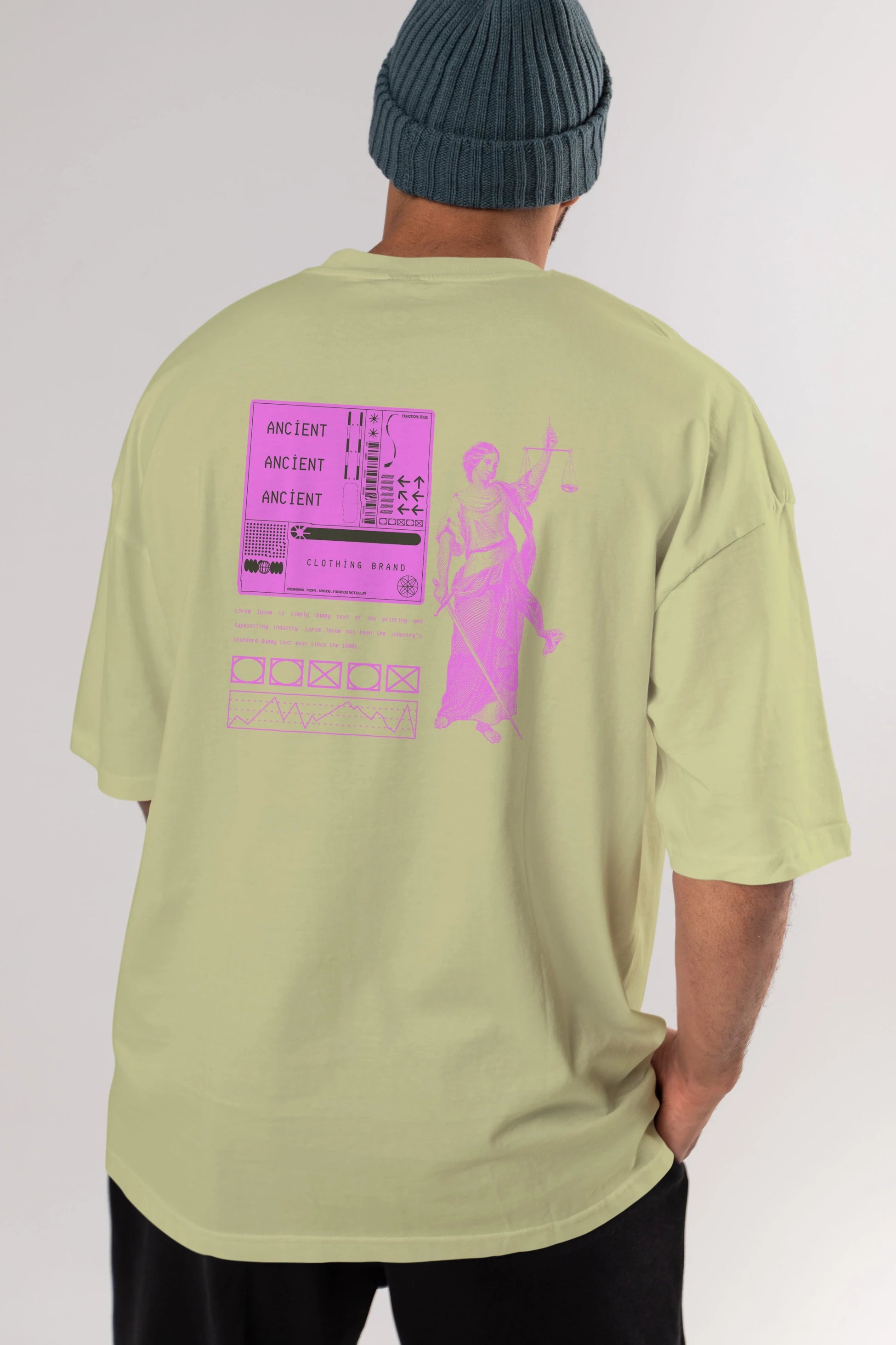 Ancient Streetwear Arka Baskılı Oversize t-shirt Erkek Kadın Unisex