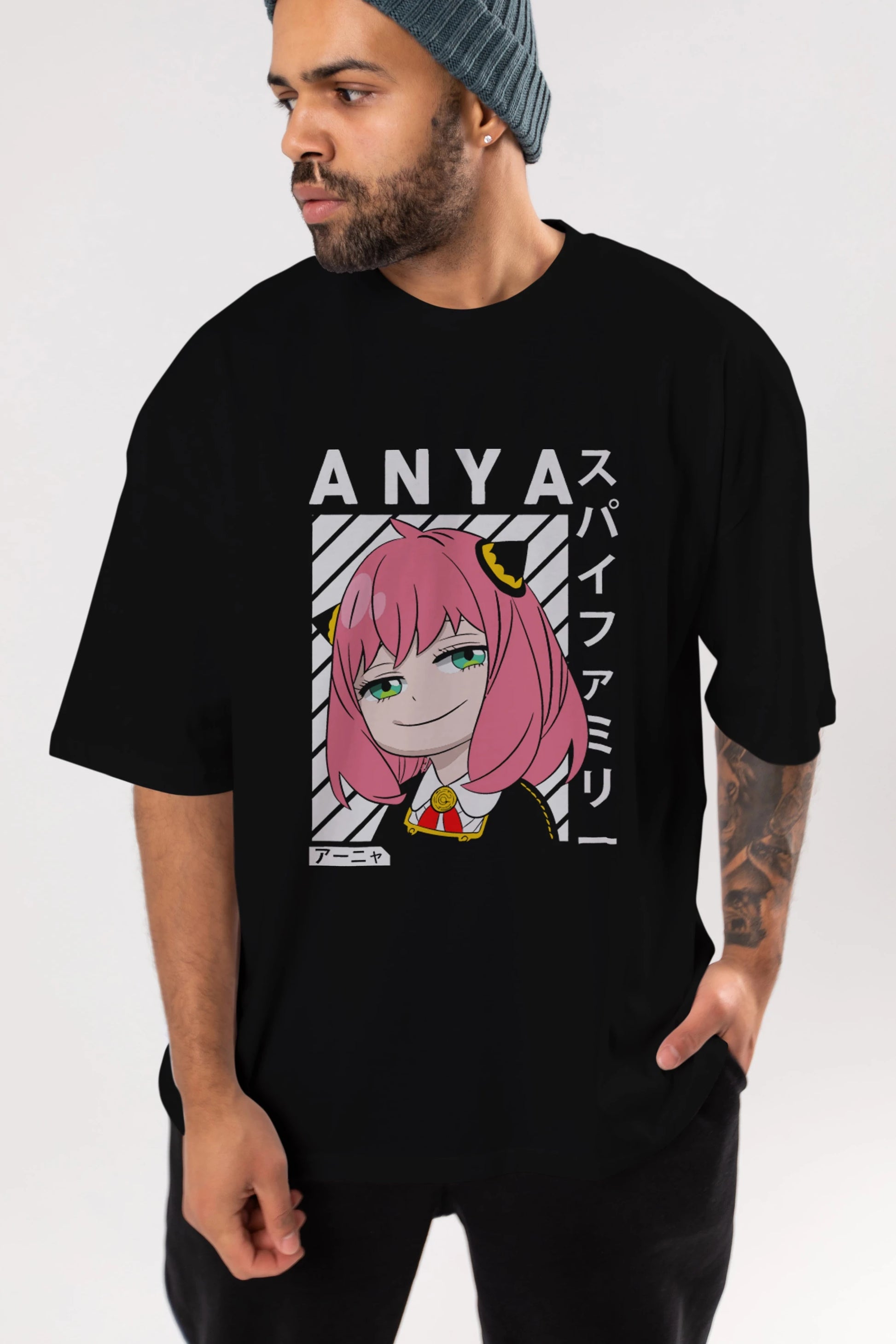 Anya SPYX FAMILY Anime Ön Baskılı Oversize t-shirt %100 pamuk Erkek Kadın Unisex