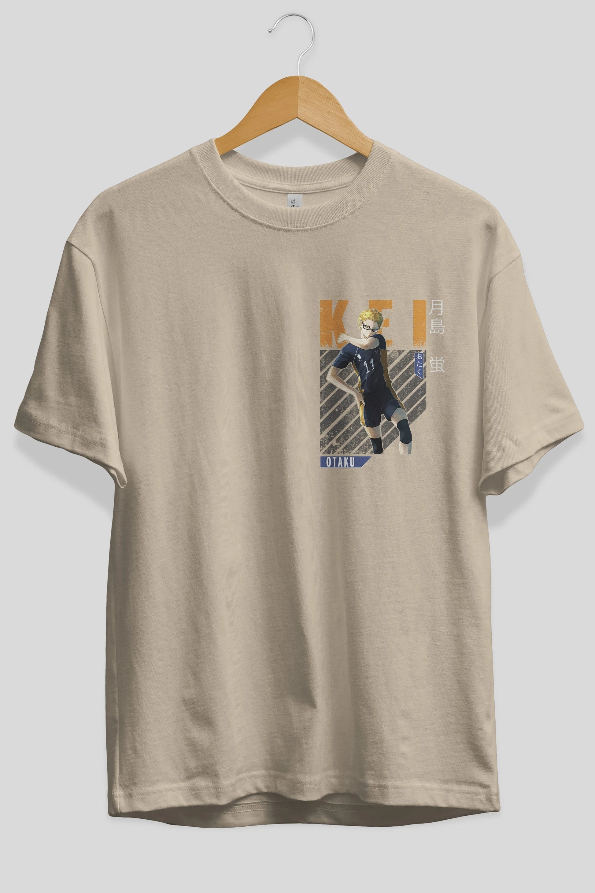 Kei Tsukishima 2 Ön Sol Baskılı Oversize t-shirt Erkek Kadın Unisex %100 Pamuk Bisiklet Yaka tişort