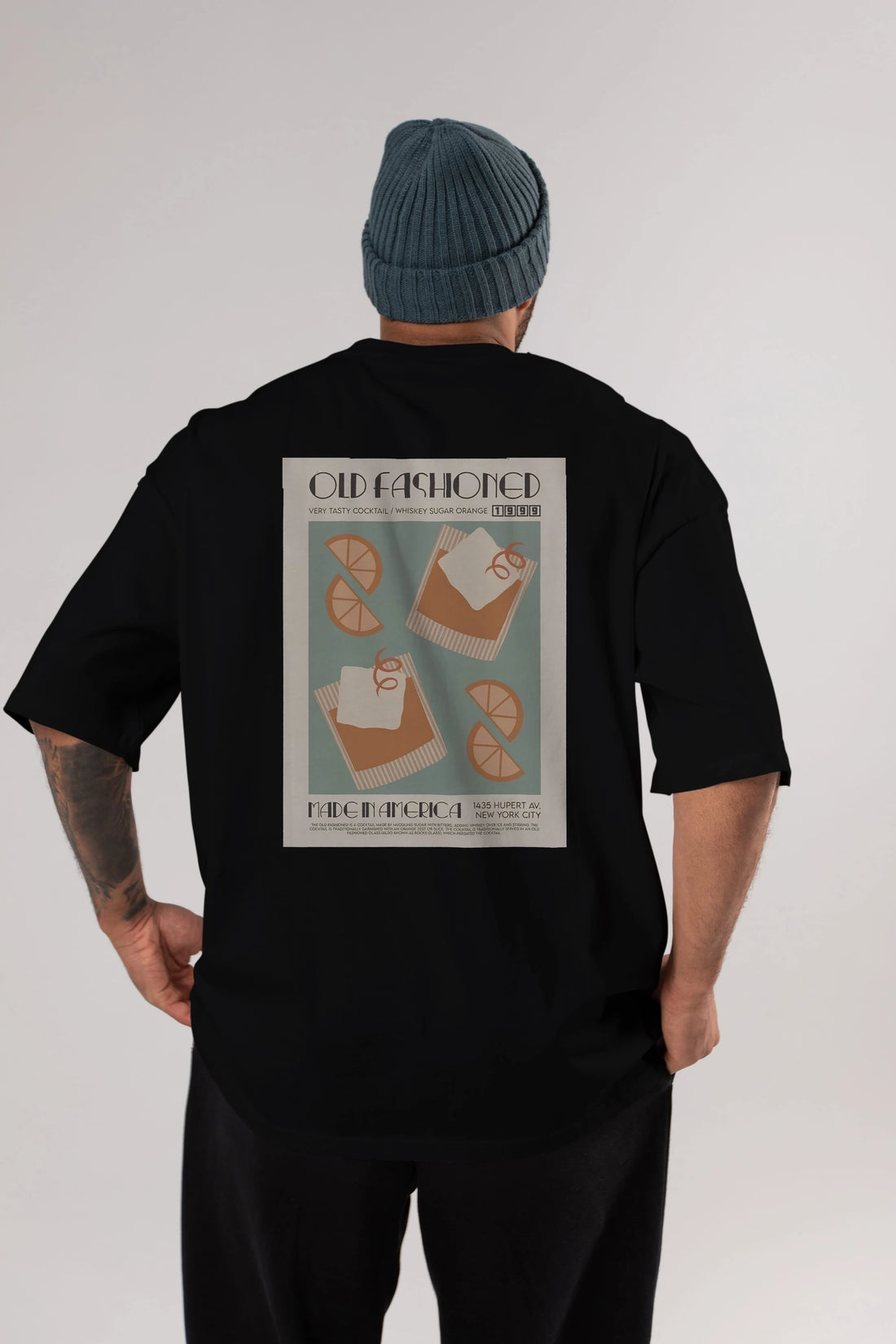 Old Fashioned 2 Arka Baskılı Oversize t-shirt Erkek Kadın Unisex %100 Pamuk Bisiklet Yaka tişort