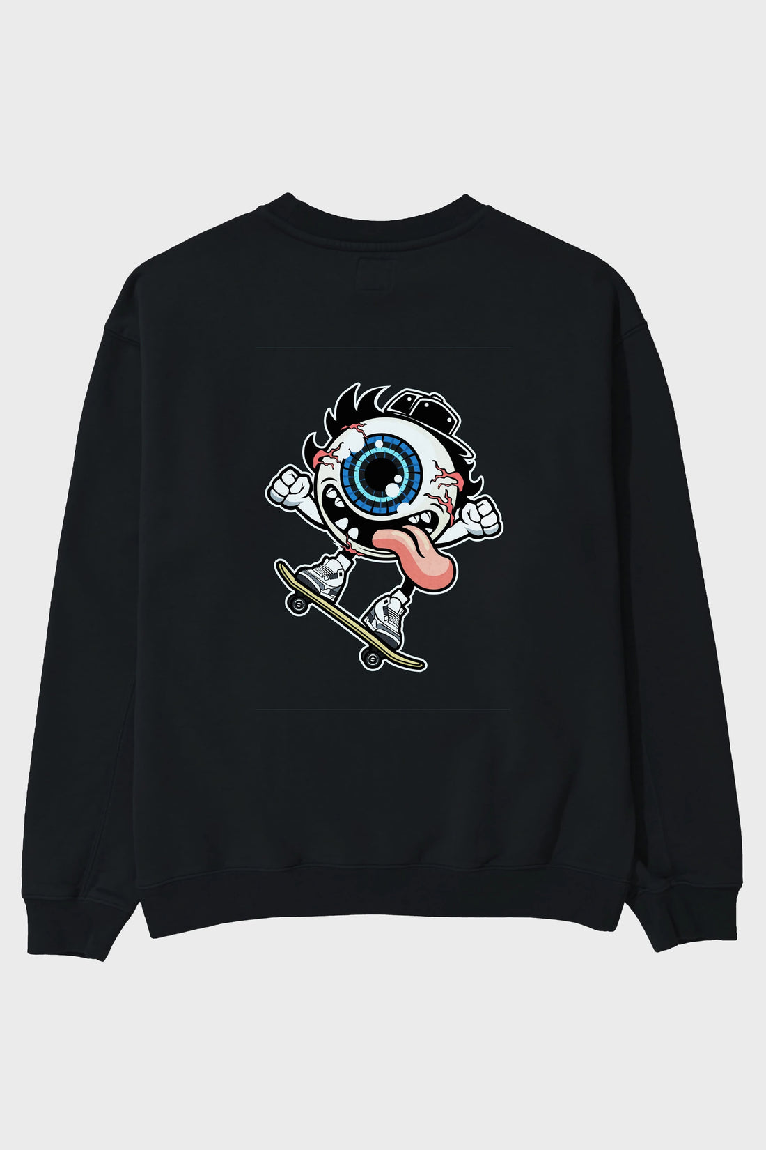 Eye Ball Skater Arka Baskılı Oversize Sweatshirt Erkek Kadın Unisex
