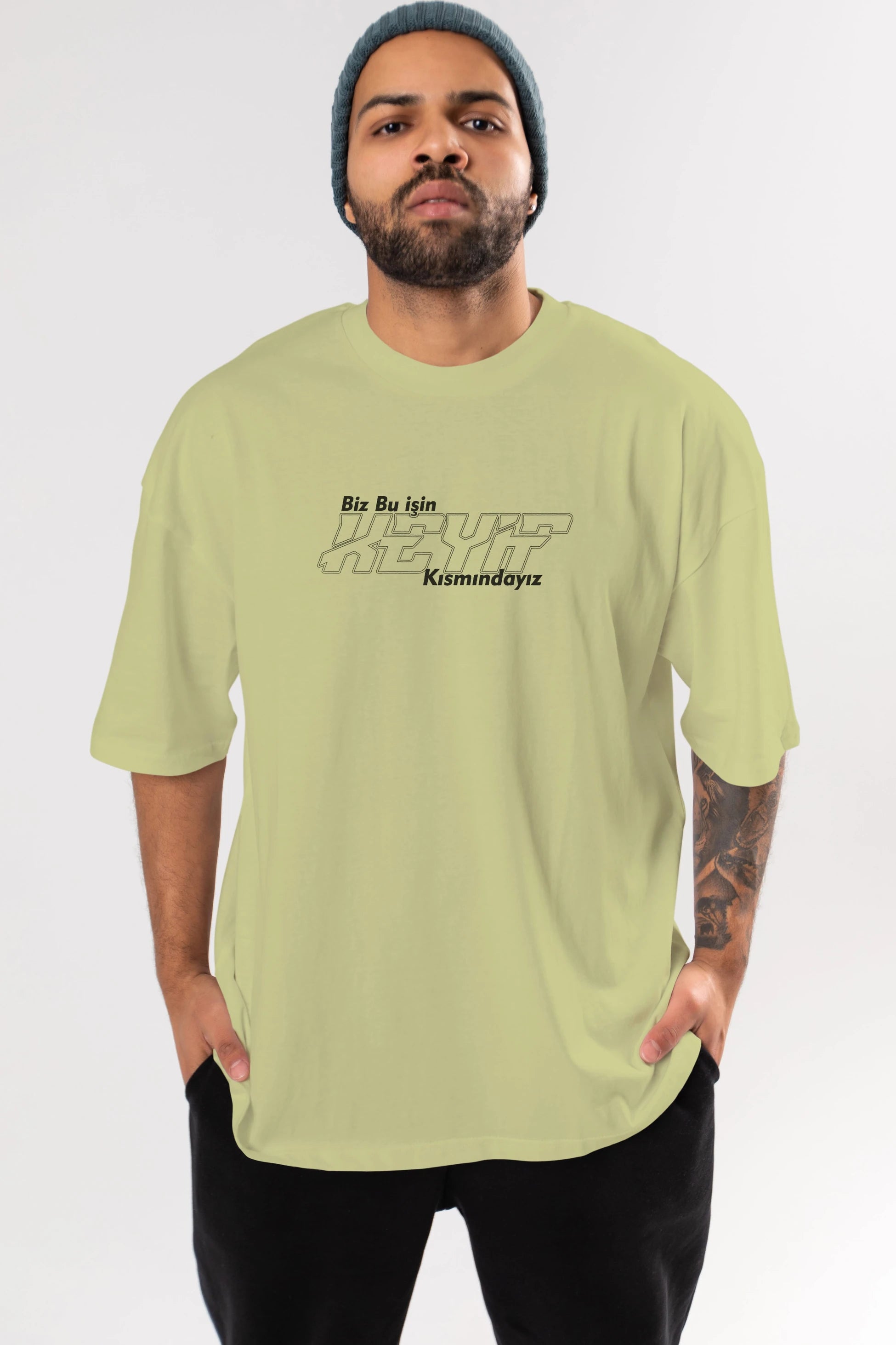 Biz Bu İşin Keyif Kısmındayız Ön Baskılı Oversize t-shirt %100 pamuk Erkek Kadın Unisex