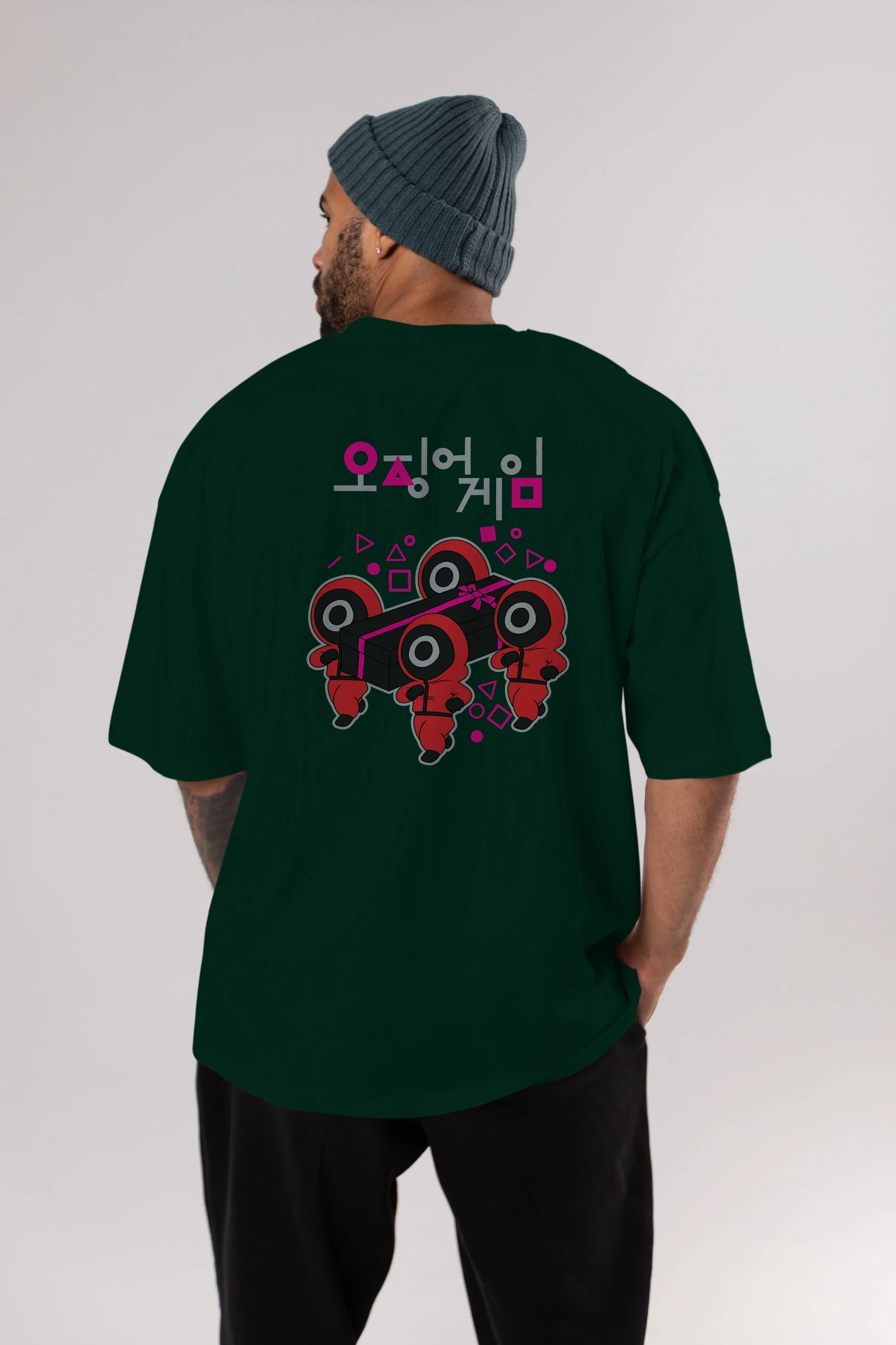 Squid Game (6) Arka Baskılı Oversize t-shirt Erkek Kadın Unisex %100 Pamuk Bisiklet Yaka tişort