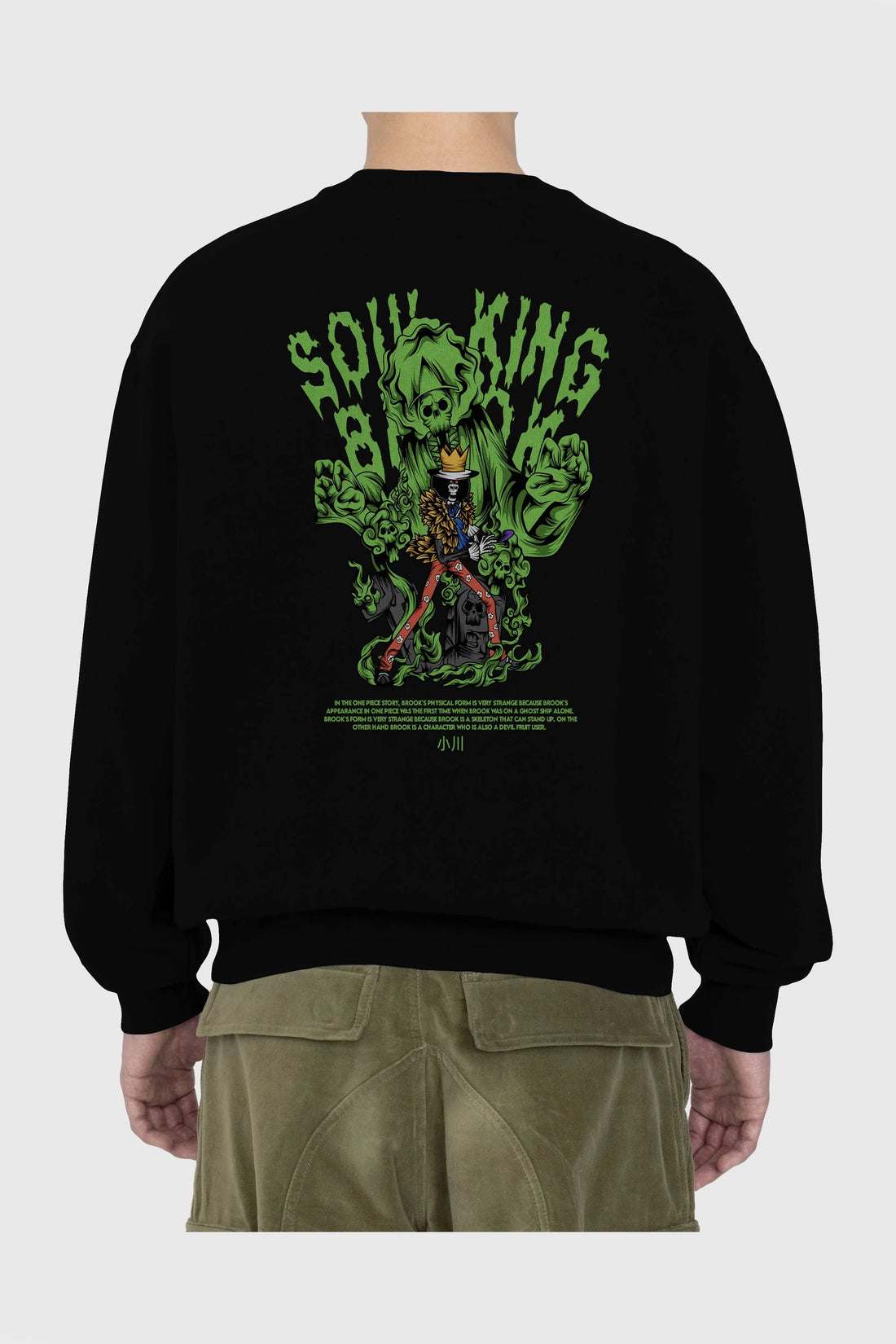 Soul King Brook Anime Arka Baskılı Oversize Sweatshirt Erkek Kadın Unisex