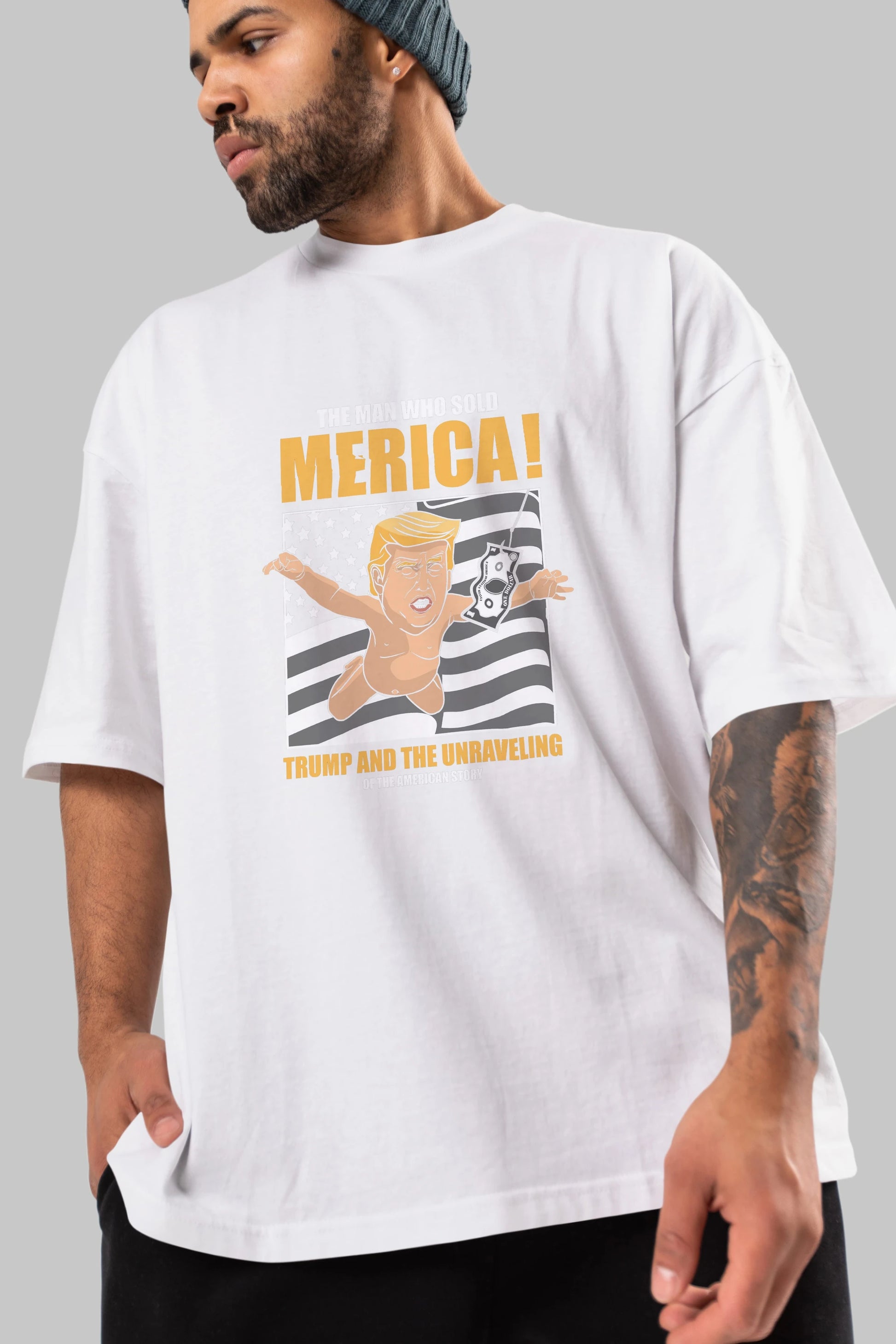 Trump Nirvana Ön Baskılı Oversize t-shirt Erkek Kadın Unisex %100 Pamuk tişort