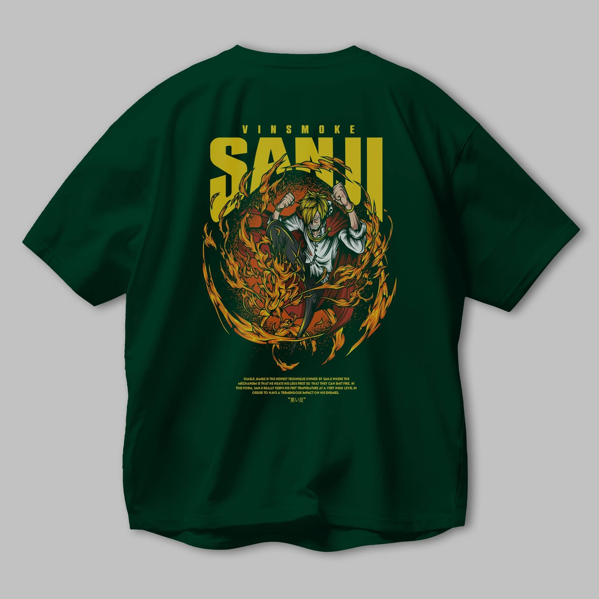 Vinsmoke Sanji Anime Arka Baskılı Oversize t-shirt Erkek Kadın Unisex