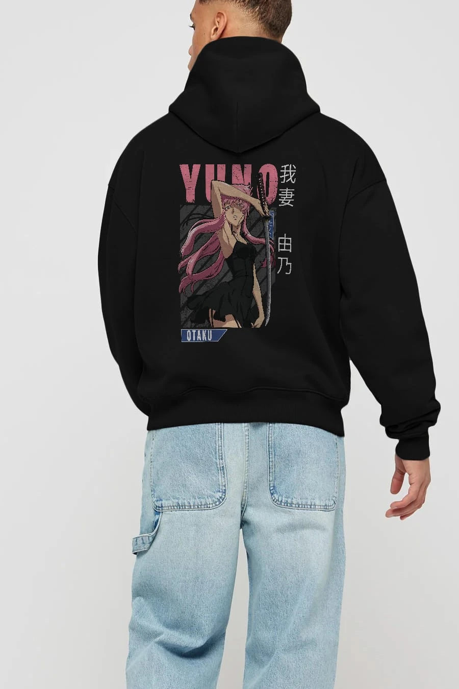 Yuno Gasai 5 Anime Arka Baskılı Hoodie Oversize Kapüşonlu Sweatshirt Erkek Kadın Unisex