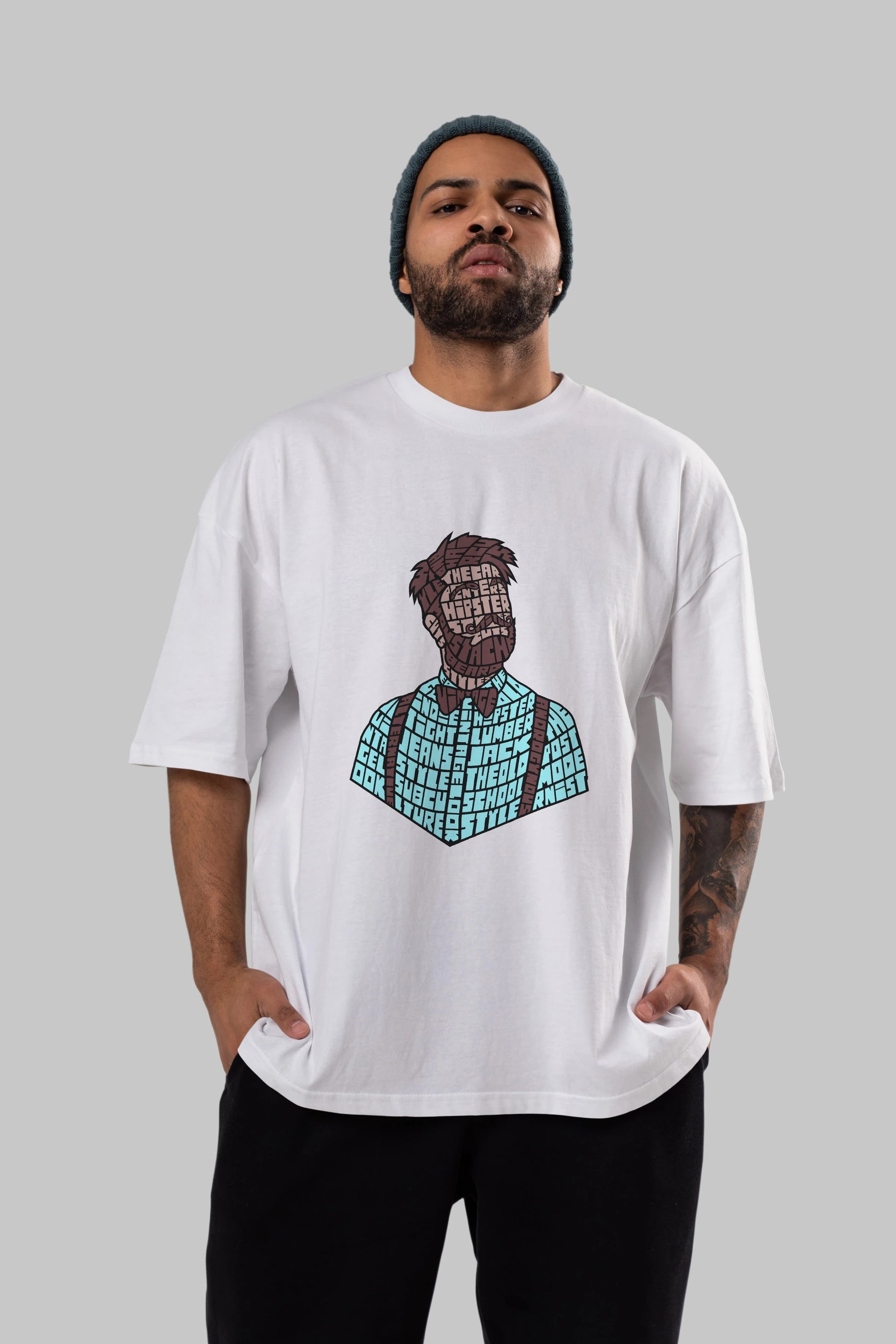 Hipster (2) Ön Baskılı Oversize t-shirt %100 pamuk Erkek Kadın Unisex