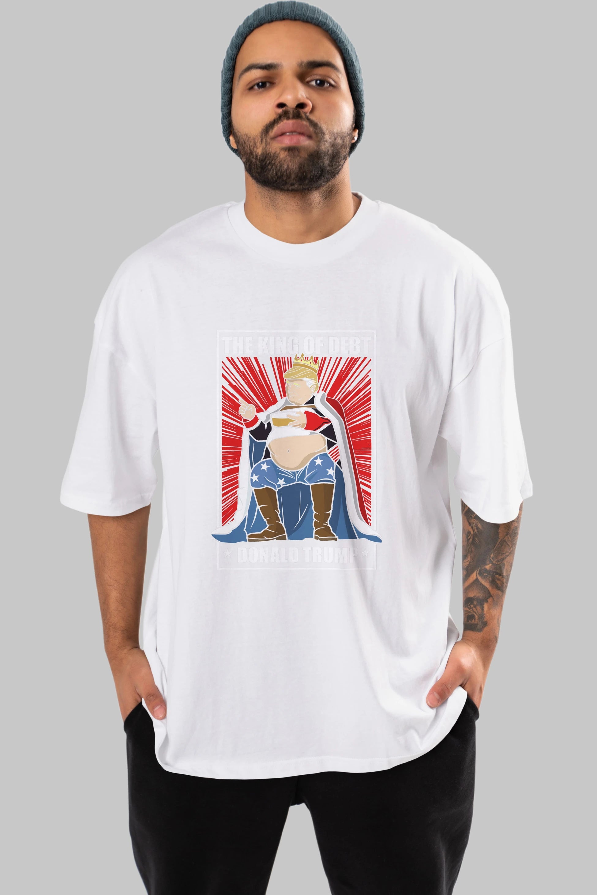 Trump King Ön Baskılı Oversize t-shirt Erkek Kadın Unisex %100 Pamuk tişort