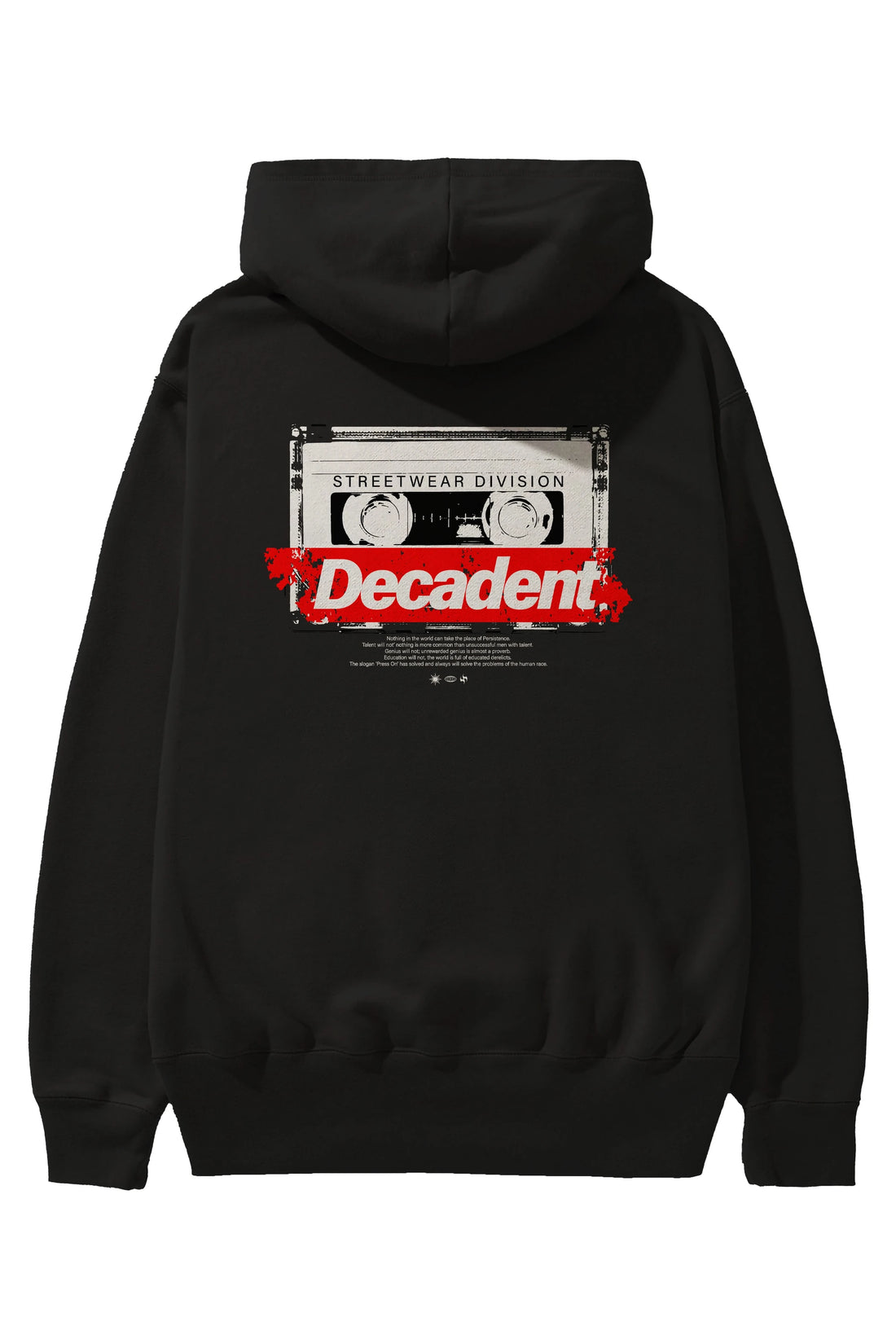 Decadent Arka Baskılı Hoodie Oversize Kapüşonlu Sweatshirt Erkek Kadın Unisex