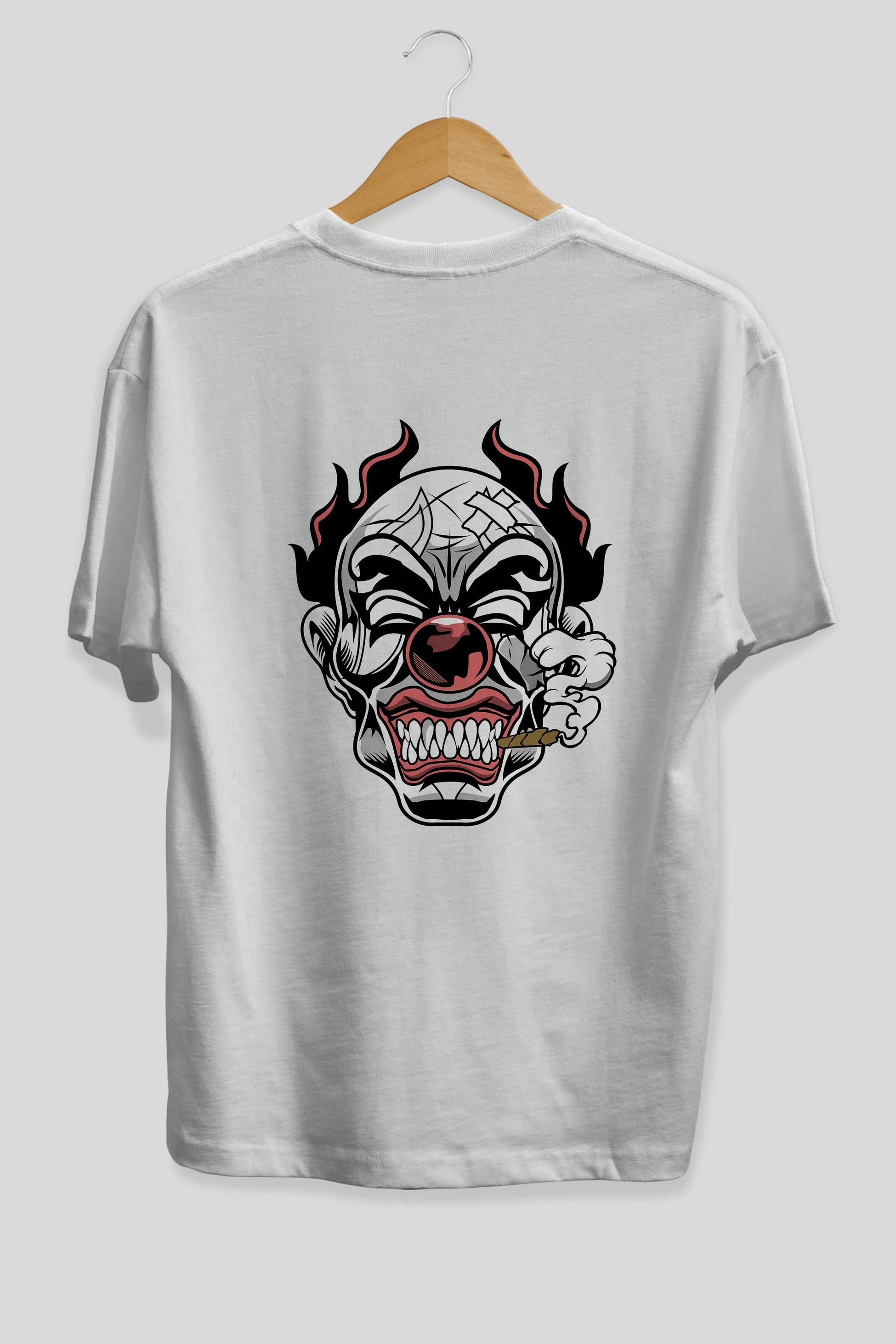 Clown Horror Arka Baskılı Oversize t-shirt Erkek Kadın Unisex %100 Pamuk tişort