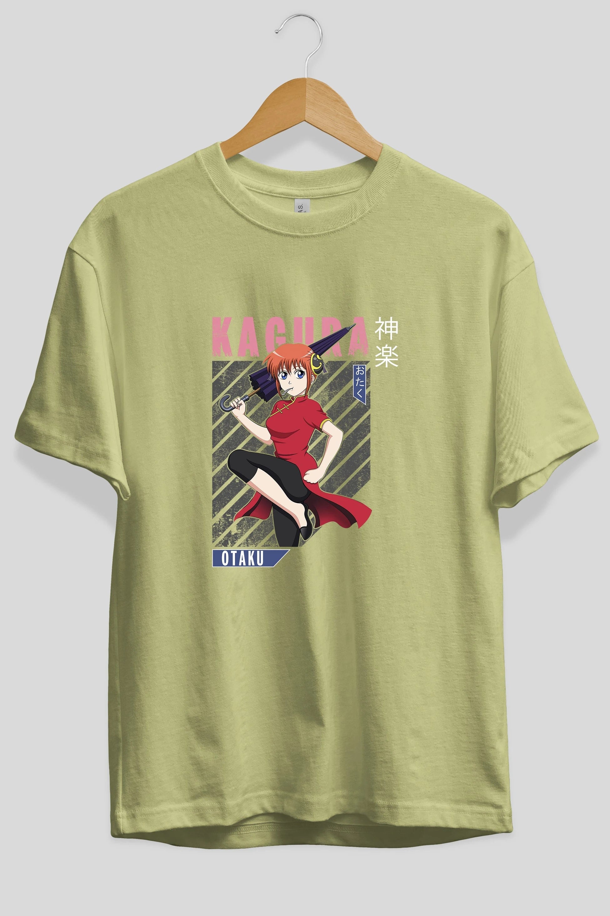 Kagura GINTAMA 1 Anime Ön Baskılı Oversize t-shirt %100 pamuk Erkek Kadın Unisex