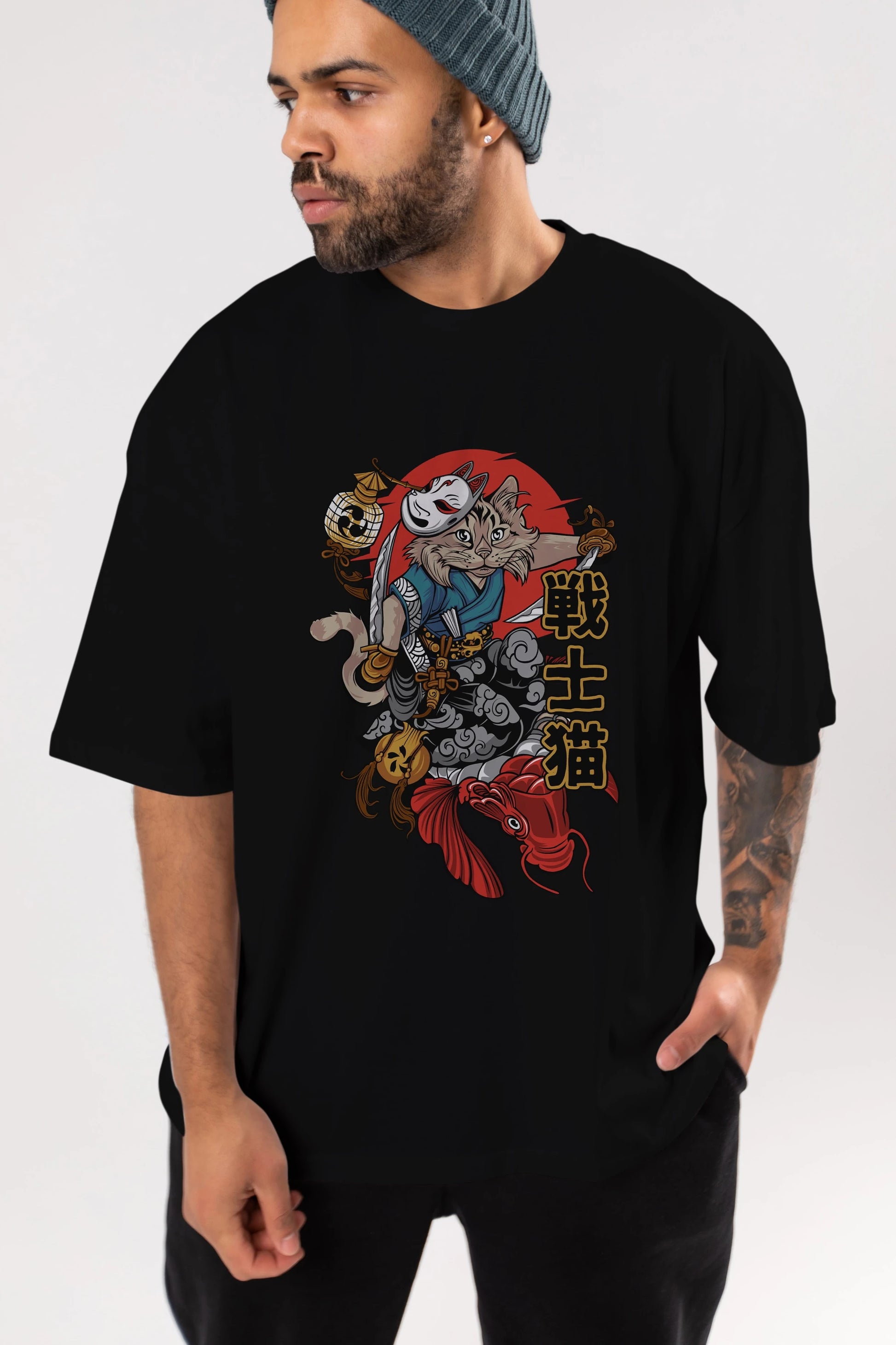 TRIBAL (2) Anime Ön Baskılı Oversize t-shirt %100 pamuk Erkek Kadın Unisex