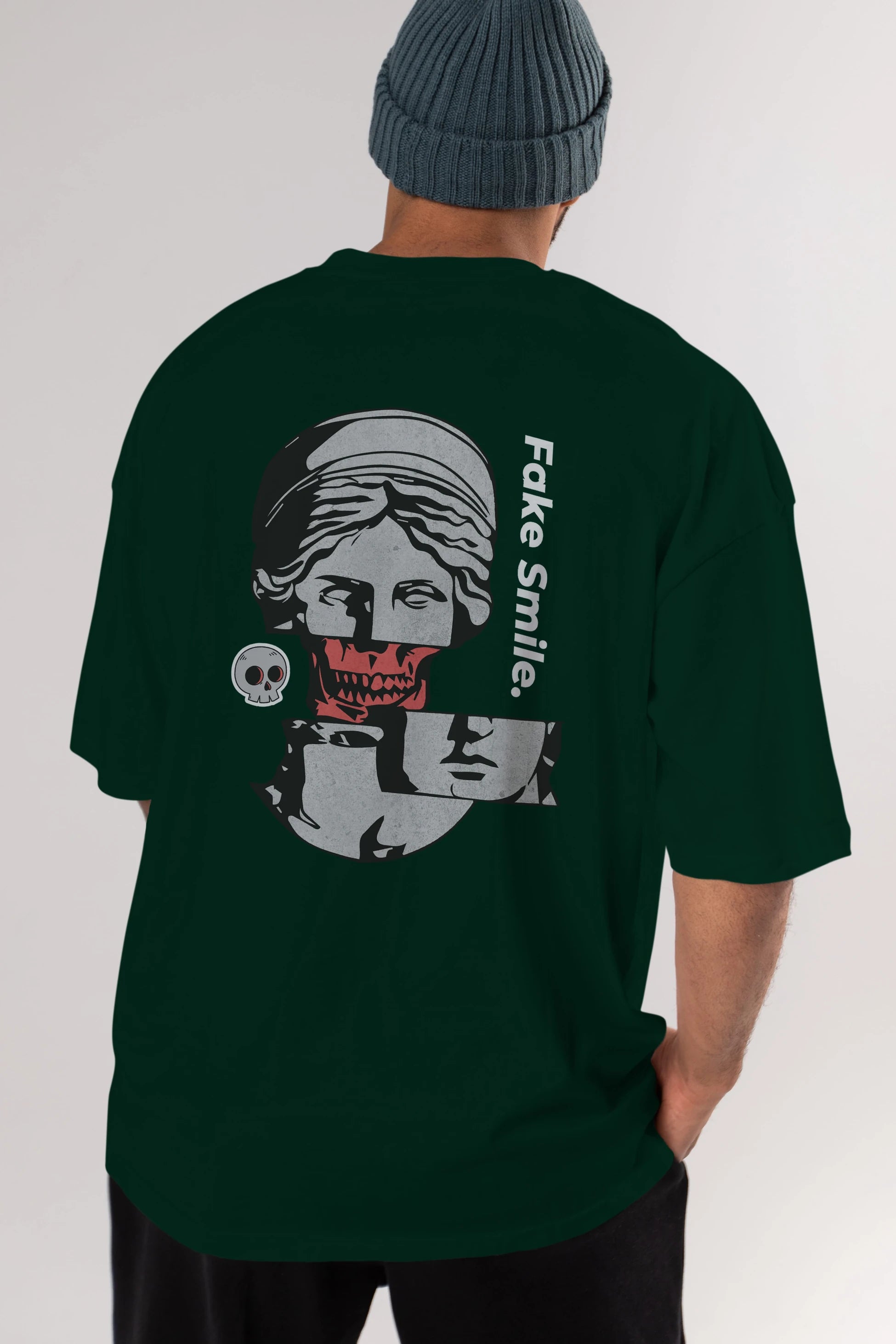 Fake Smile Yazılı Arka Baskılı Oversize t-shirt Erkek Kadın Unisex