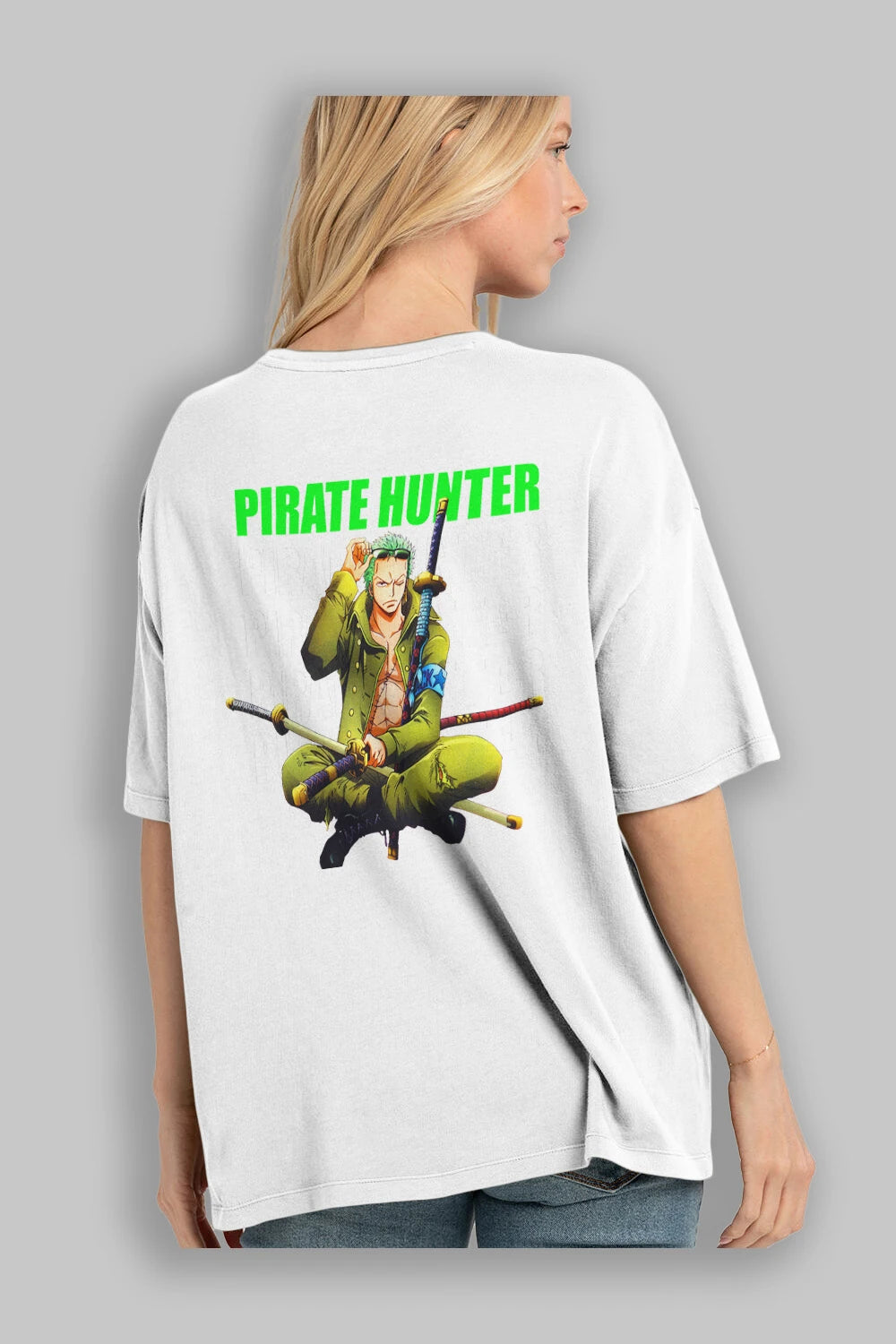 Roronoa Zoro 4 Anime Arka Baskılı Oversize t-shirt Erkek Kadın Unisex %100 pamuk tişort