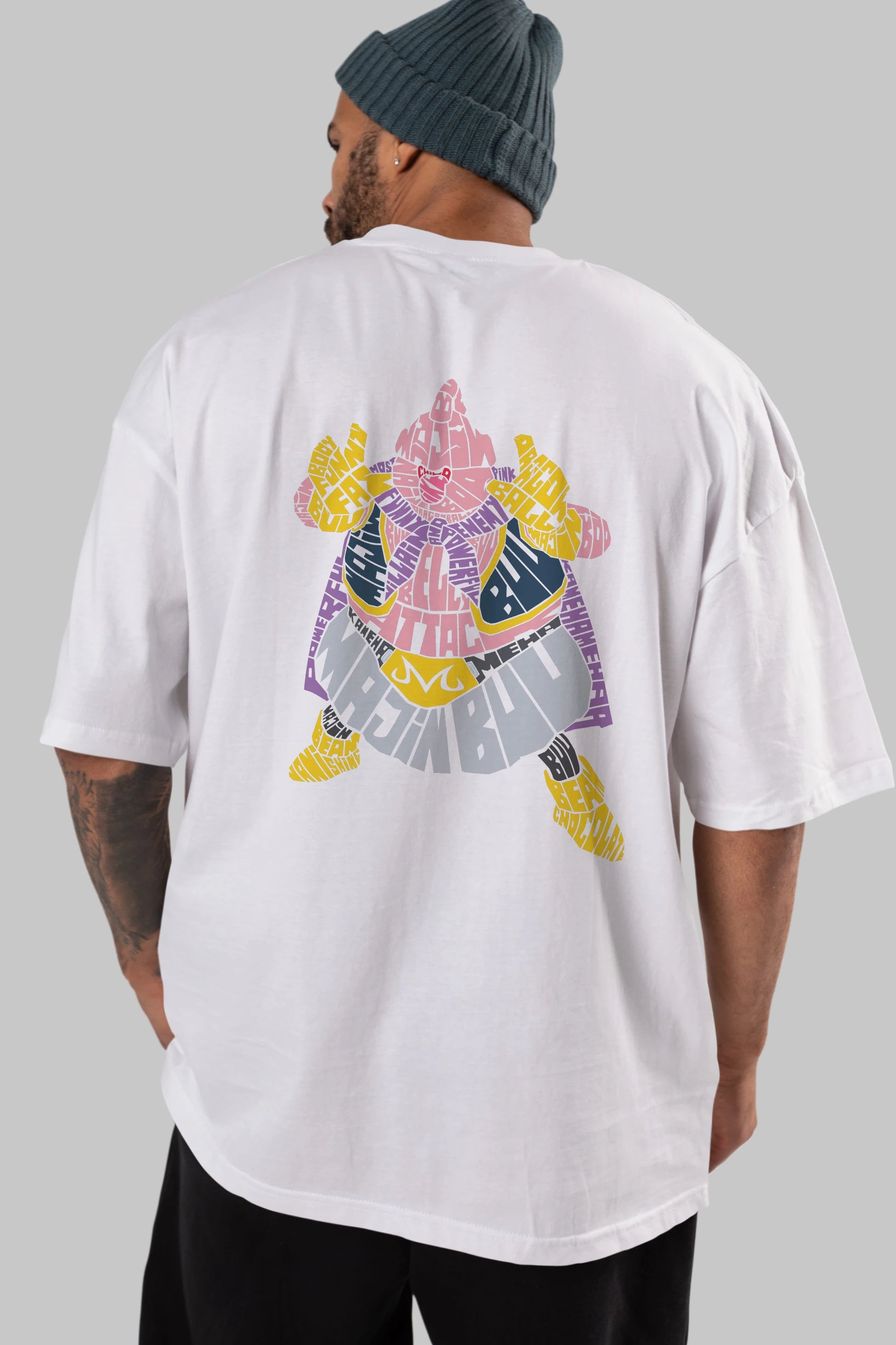 Majin Buu Arka Baskılı Oversize t-shirt %100 pamuk Erkek Kadın Unisex
