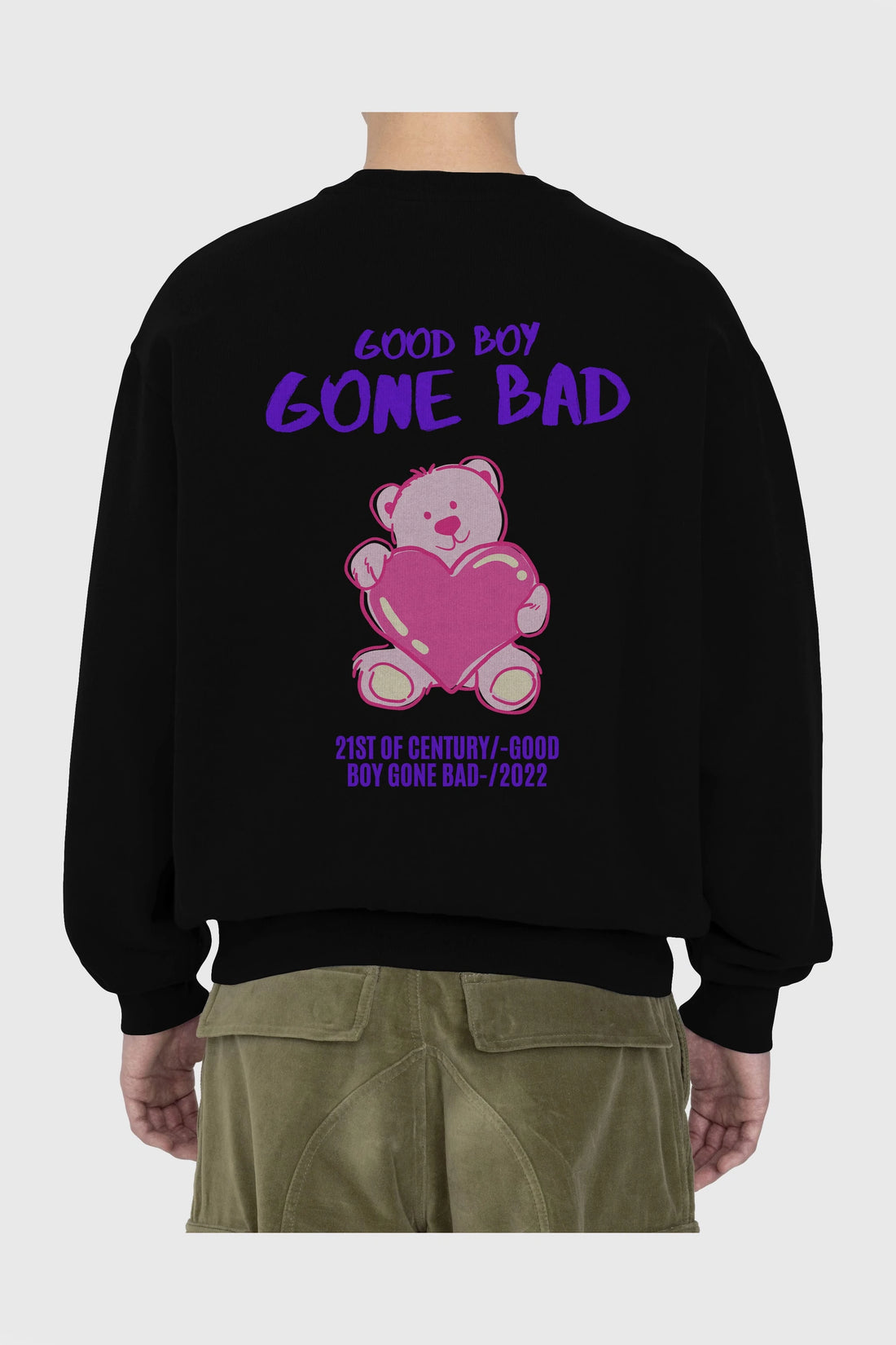 Good Boy Gona Bad Arka Baskılı Oversize Sweatshirt Erkek Kadın Unisex