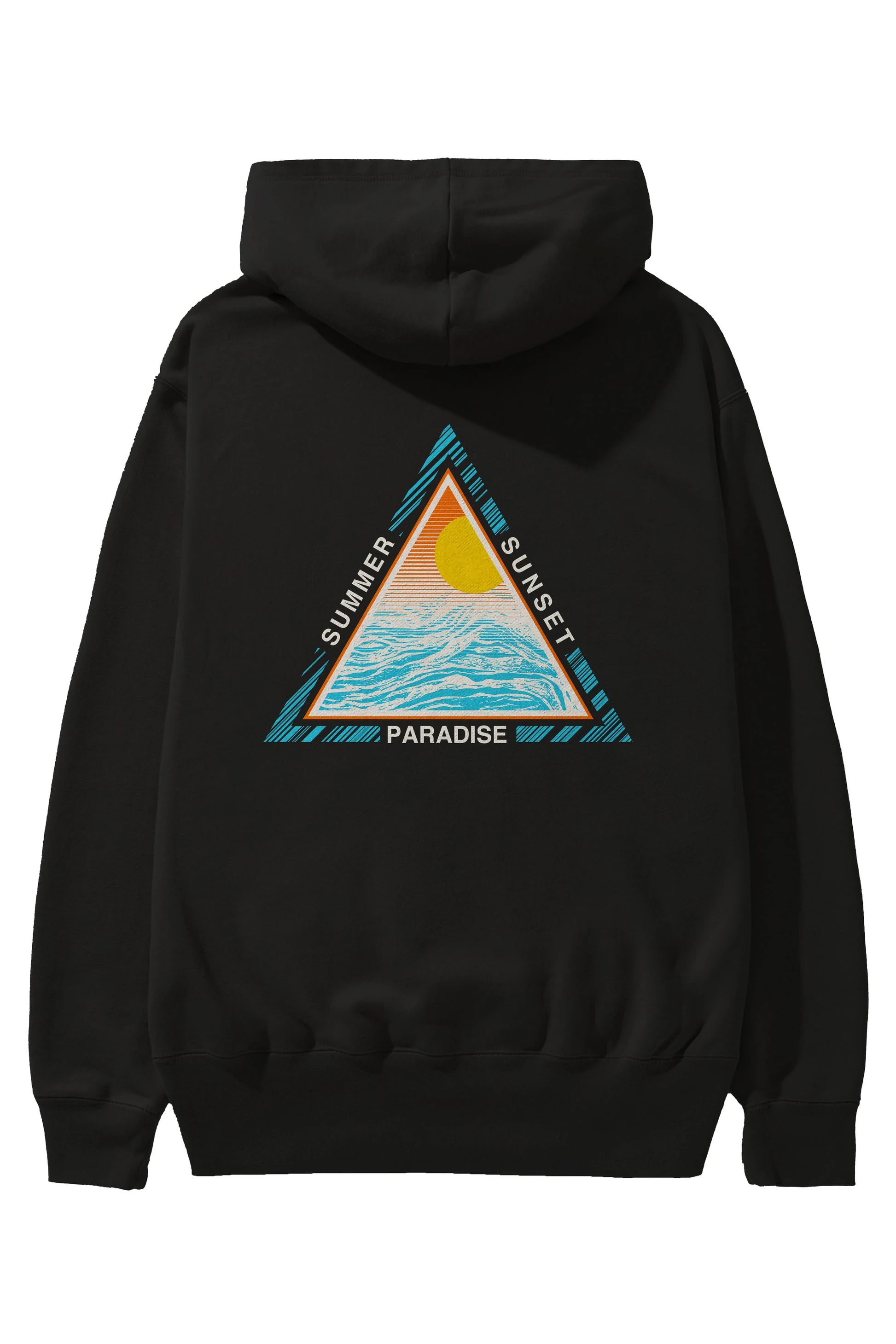 Summer Sunset Paradise Arka Baskılı Hoodie Oversize Kapüşonlu Sweatshirt Erkek Kadın Unisex