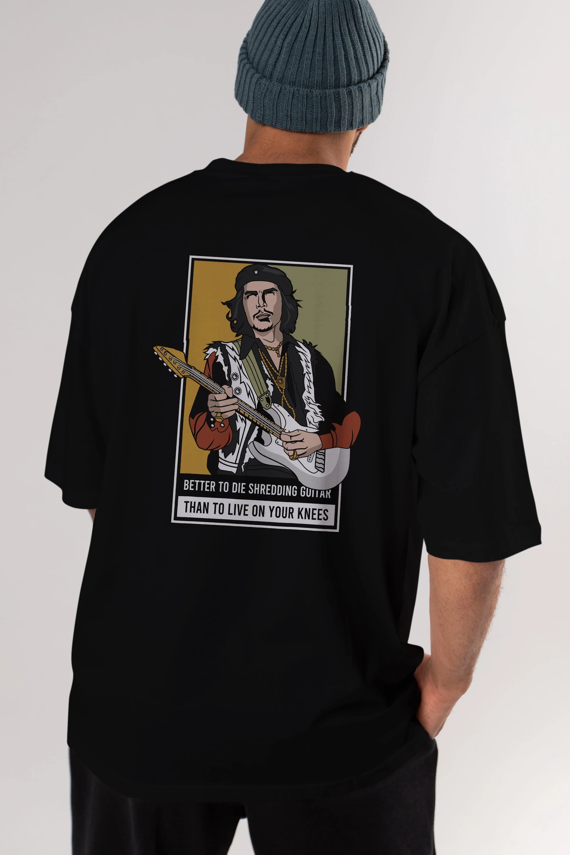 Che Guevara Hendrix Arka Baskılı Oversize t-shirt Erkek Kadın Unisex %100 Pamuk tişort