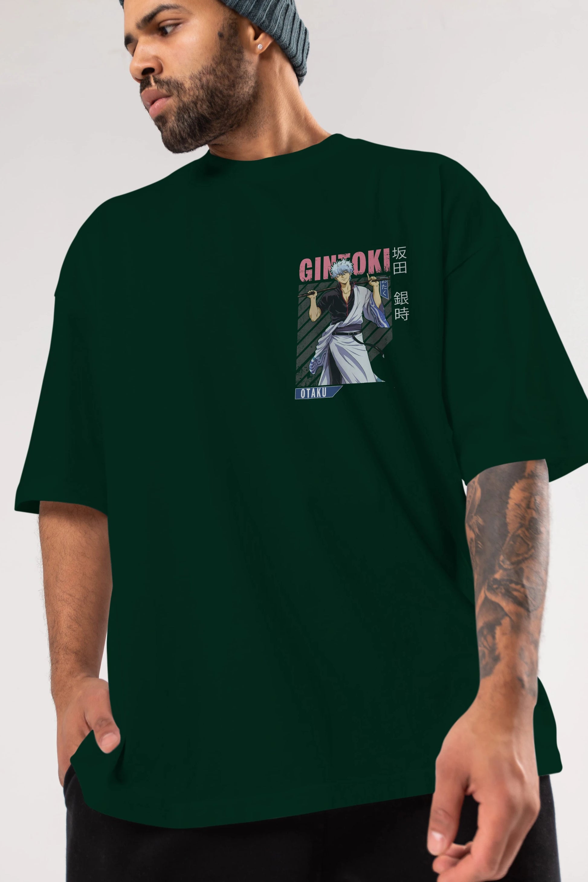 Gintoki Sakata GINTAMA 3 Ön Sol Baskılı Oversize t-shirt Erkek Kadın Unisex %100 Pamuk Bisiklet Yaka tişort