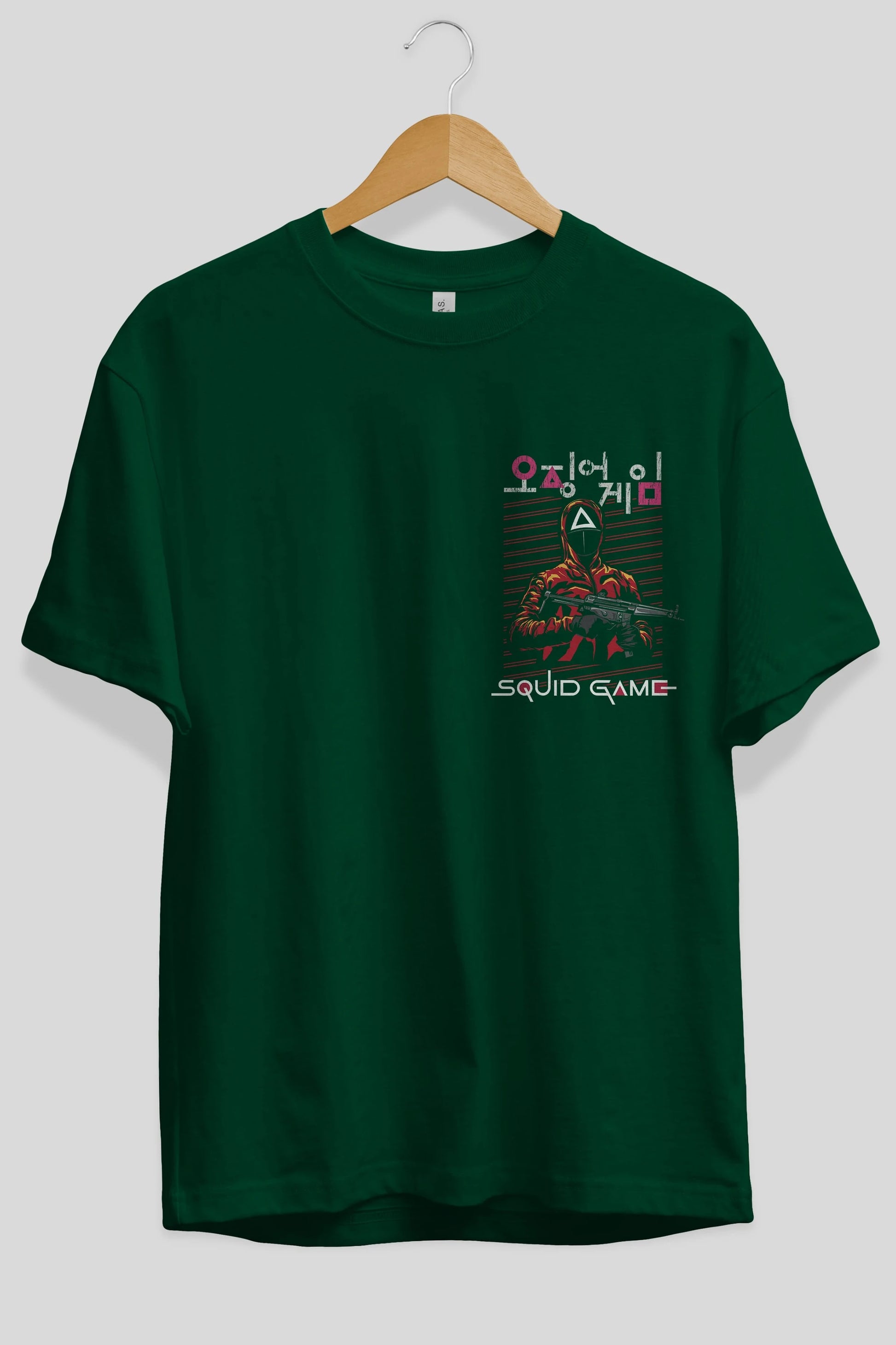 Squid Game (2) Ön Sol Baskılı Oversize t-shirt Erkek Kadın Unisex %100 Pamuk Bisiklet Yaka tişort