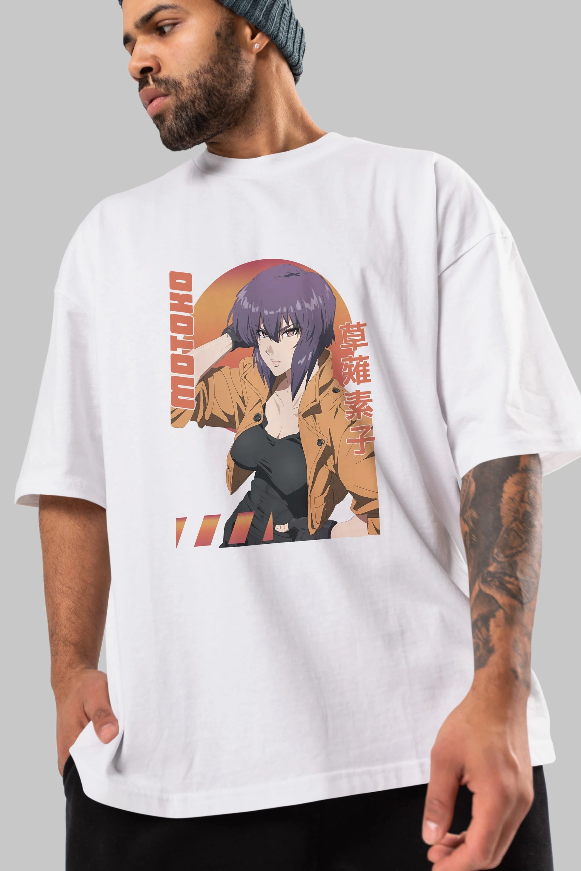 Motoko Kusanagi 9 Anime Ön Baskılı Oversize t-shirt %100 pamuk Erkek Kadın Unisex