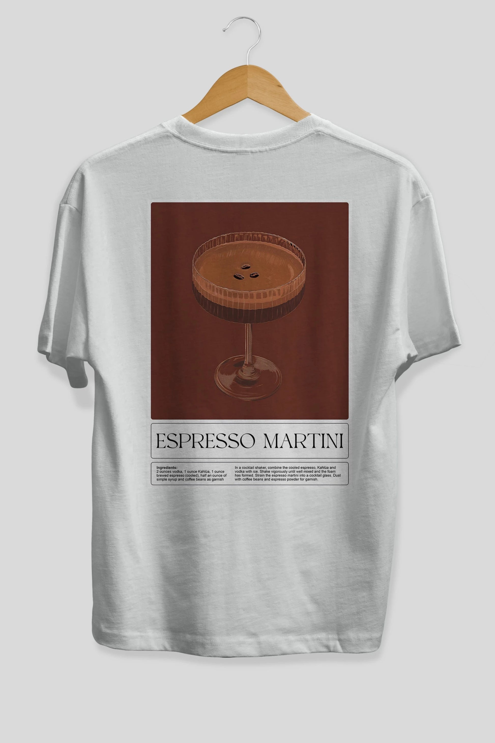 Espresso Martini Arka Baskılı Oversize t-shirt Erkek Kadın Unisex %100 Pamuk Bisiklet Yaka tişort