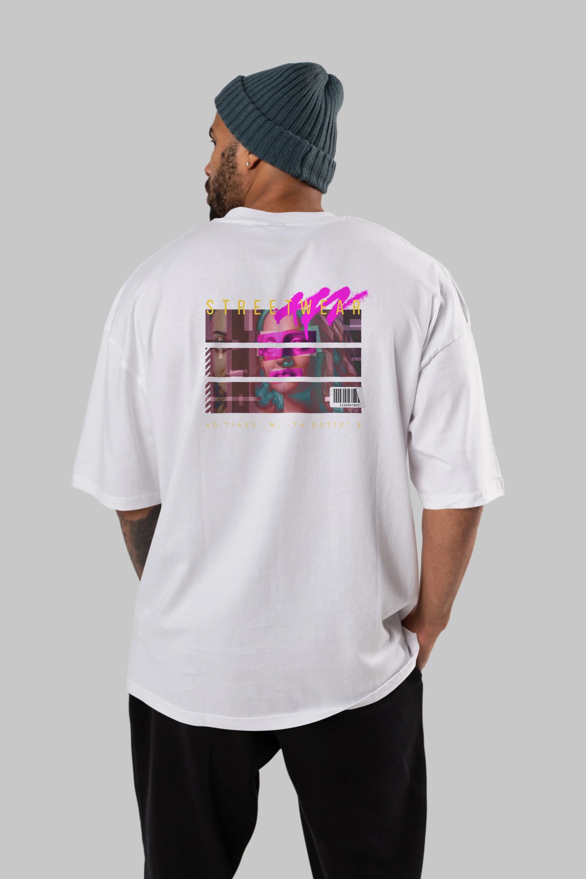 Futuristic Streetwear 2 Arka Baskılı Oversize t-shirt Erkek Kadın Unisex