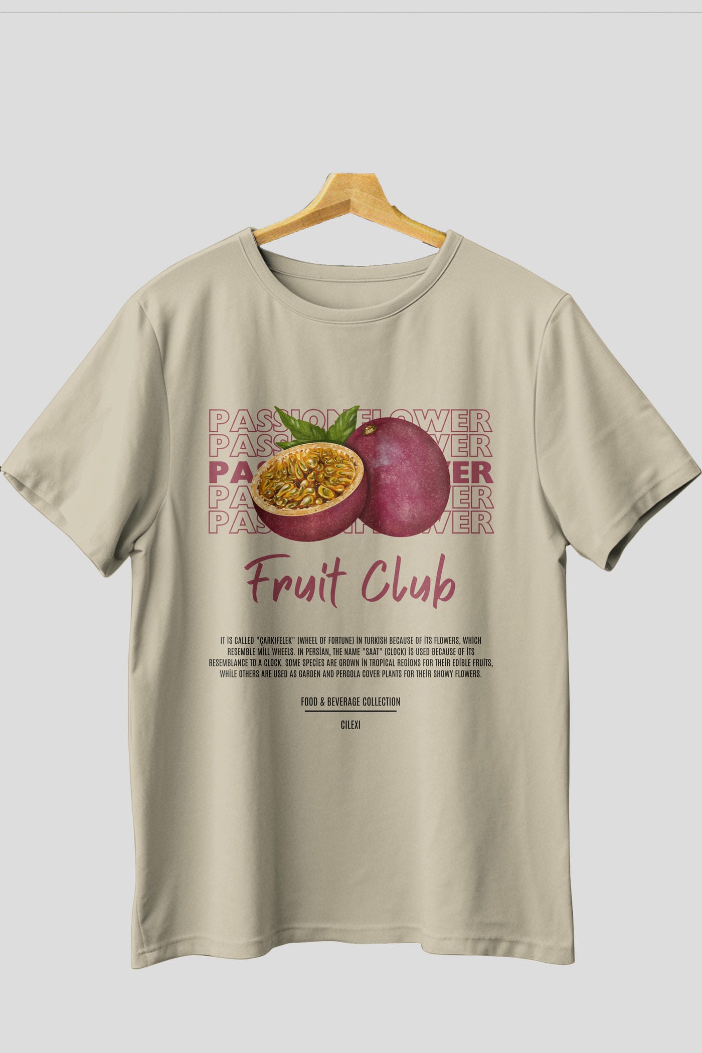 Passionflower Ön Baskılı Oversize t-shirt Erkek Kadın Pamuk Bisiklet Yaka tişort