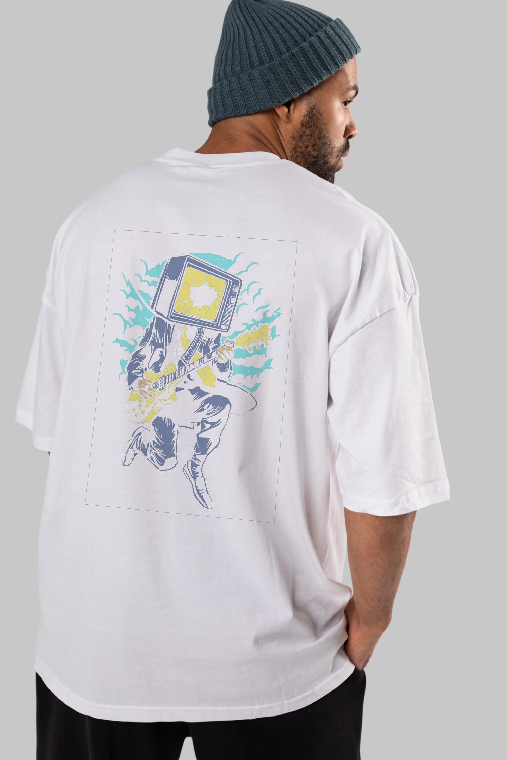 Death Rock Arka Baskılı Oversize t-shirt Erkek Kadın Unisex %100 Pamuk