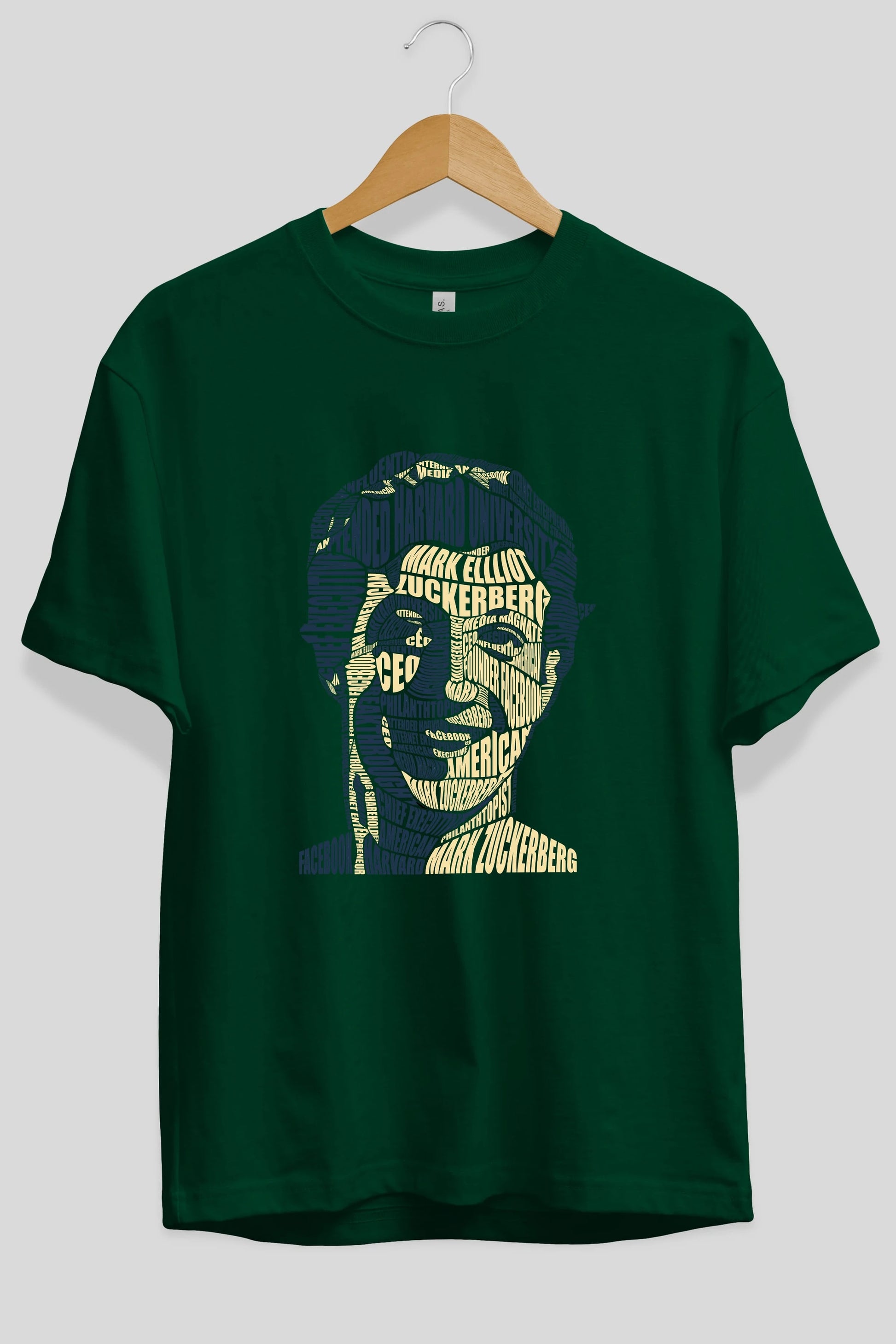 Mark Zuckerberg Calligram Ön Baskılı Oversize t-shirt %100 pamuk Erkek Kadın Unisex