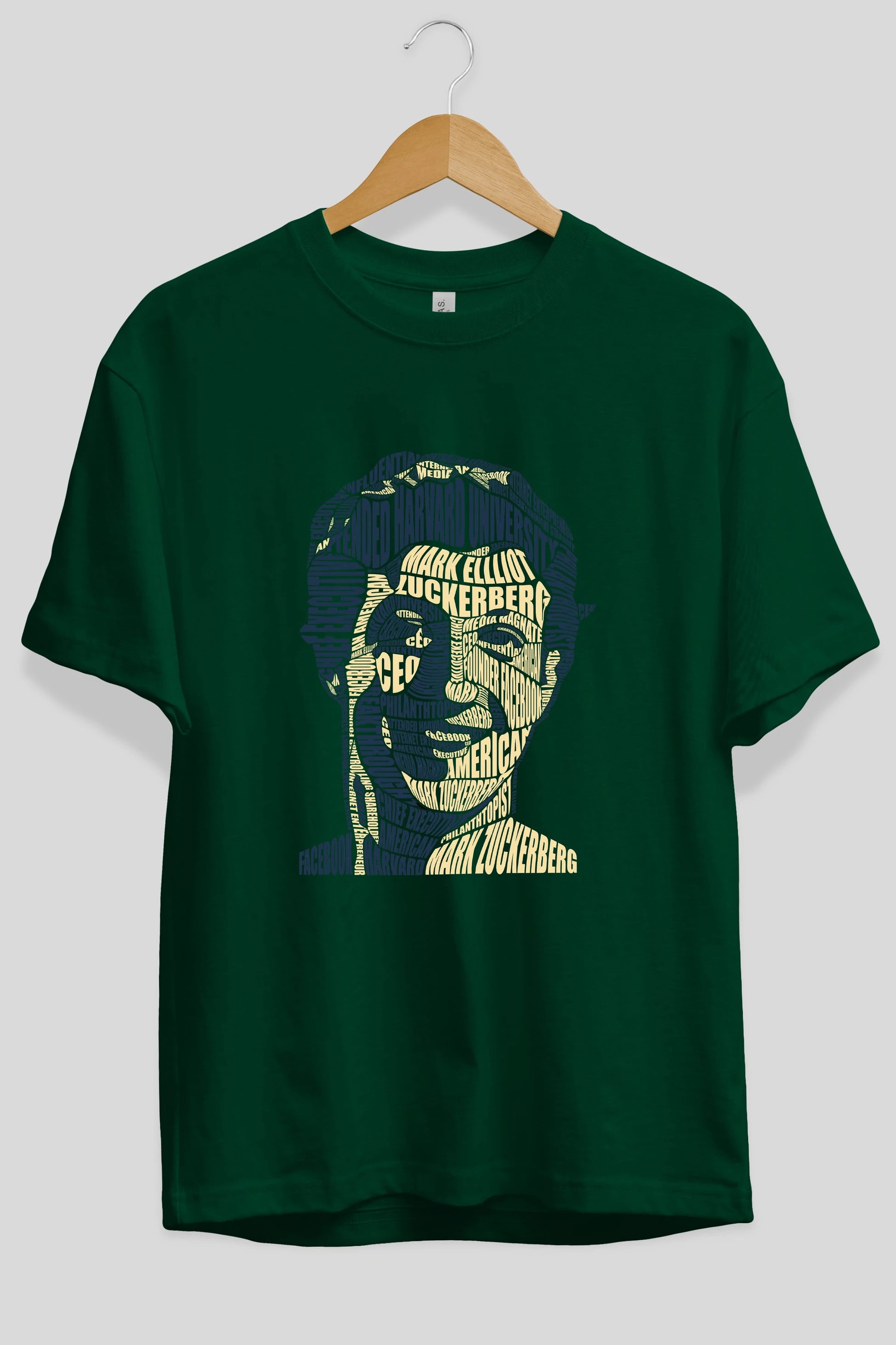 Mark Zuckerberg Calligram Ön Baskılı Oversize t-shirt %100 pamuk Erkek Kadın Unisex