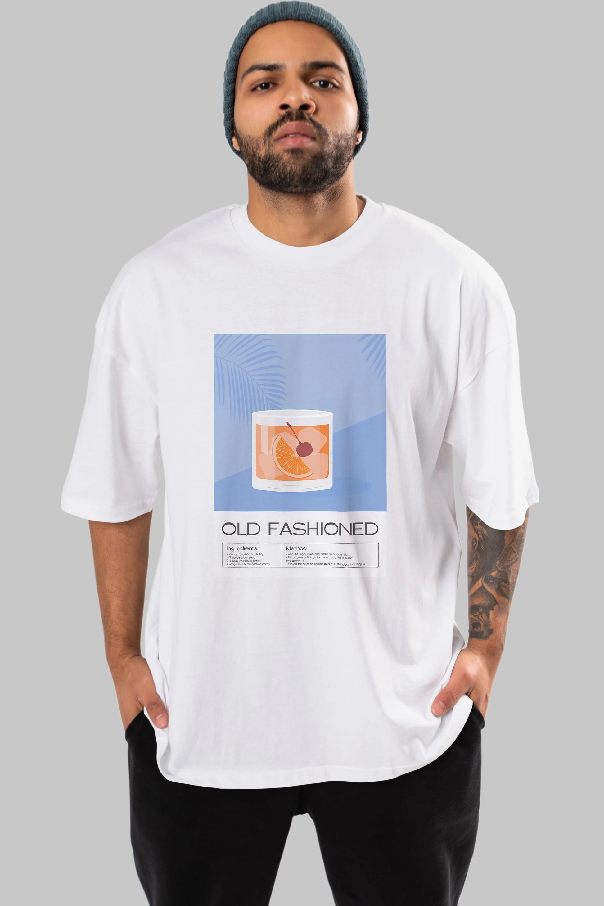 Old Fashioned 3 Ön Baskılı Oversize t-shirt Erkek Kadın Unisex %100 Pamuk Bisiklet Yaka tişort