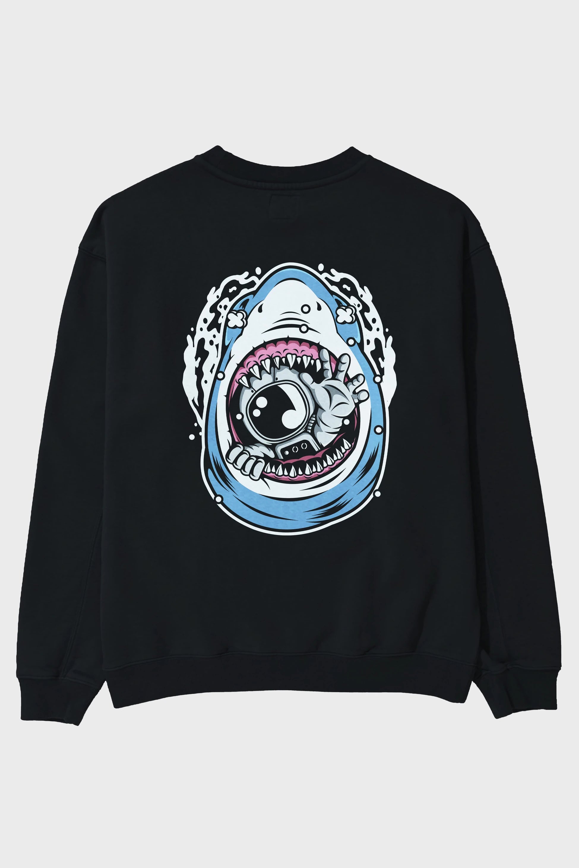 Astronaut Shark Arka Baskılı Oversize Sweatshirt Erkek Kadın Unisex