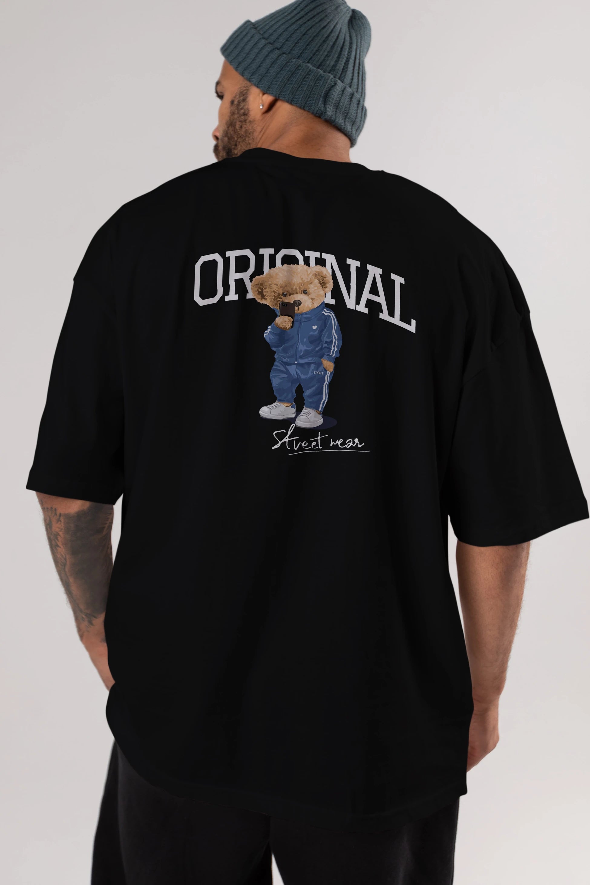 Teddy Bear Original Arka Baskılı Oversize t-shirt Erkek Kadın Unisex %100 Pamuk
