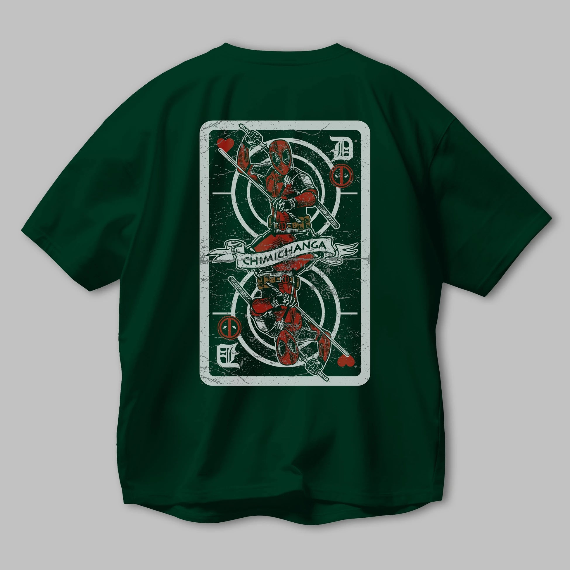 Deadpool Card Arka Baskılı Oversize t-shirt Erkek Kadın Unisex %100 Pamuk