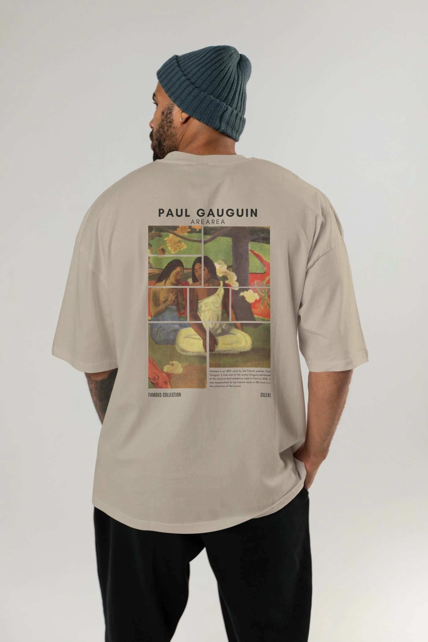 Paul Gauguin Arearea Arka Baskılı Oversize t-shirt Erkek Kadın Bisiklet Yaka Pamuk tişort