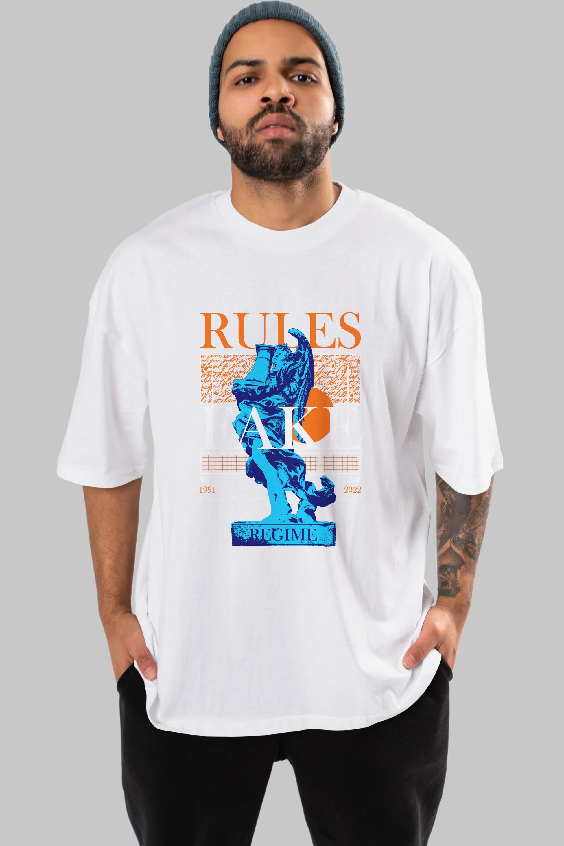 Rules Fake Ön Baskılı Oversize t-shirt Erkek Kadın Unisex