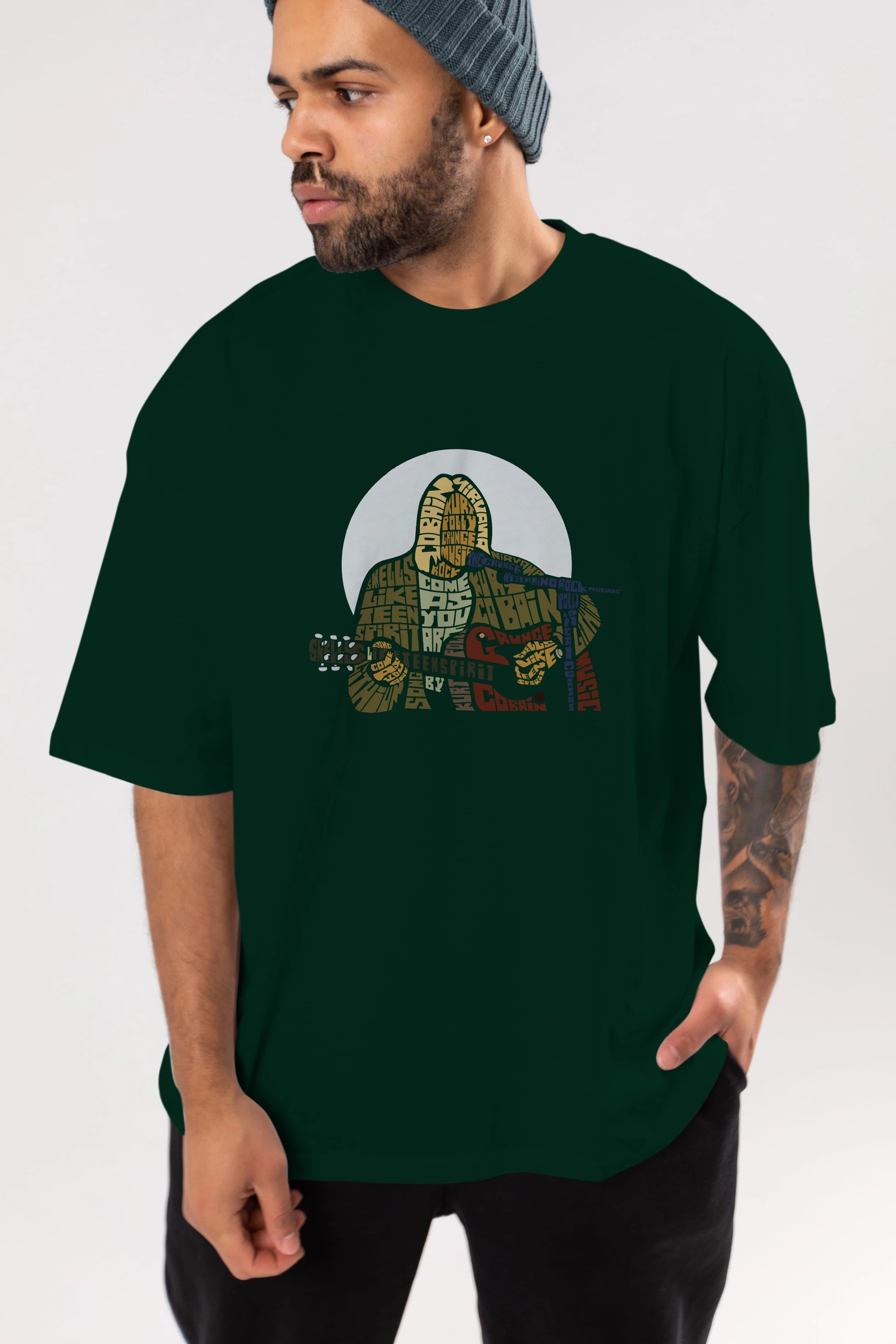 Kurt Cobain Ön Baskılı Oversize t-shirt %100 pamuk Erkek Kadın Unisex