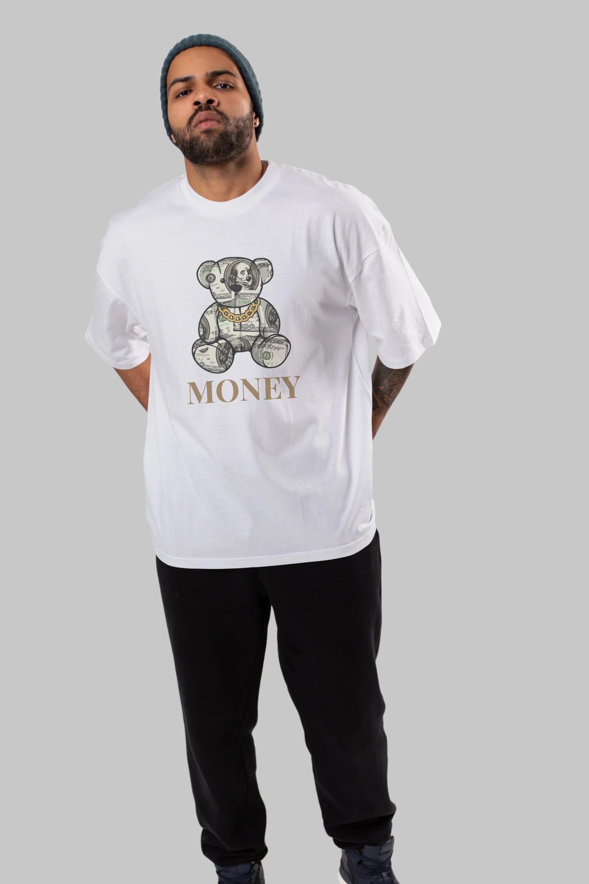 Teddy Bear Money Ön Baskılı Oversize t-shirt Erkek Kadın Unisex