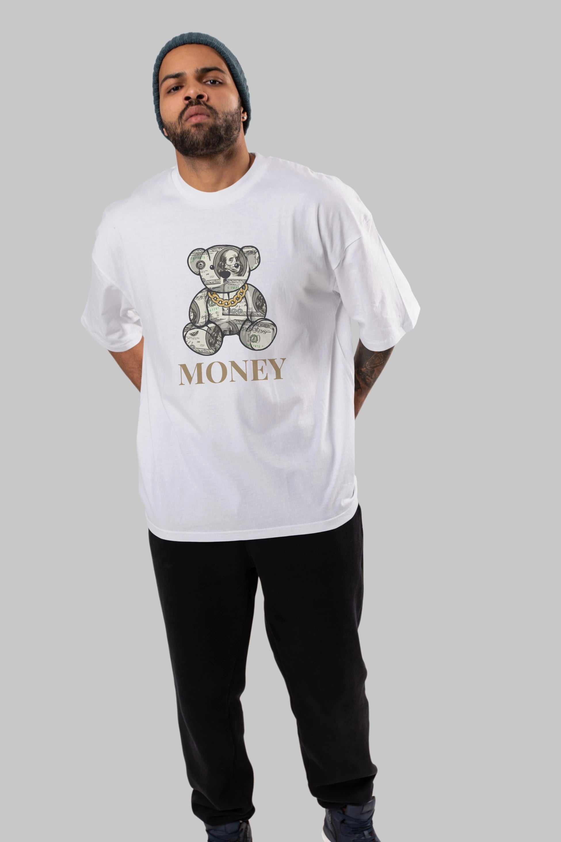 Teddy Bear Money Ön Baskılı Oversize t-shirt Erkek Kadın Unisex